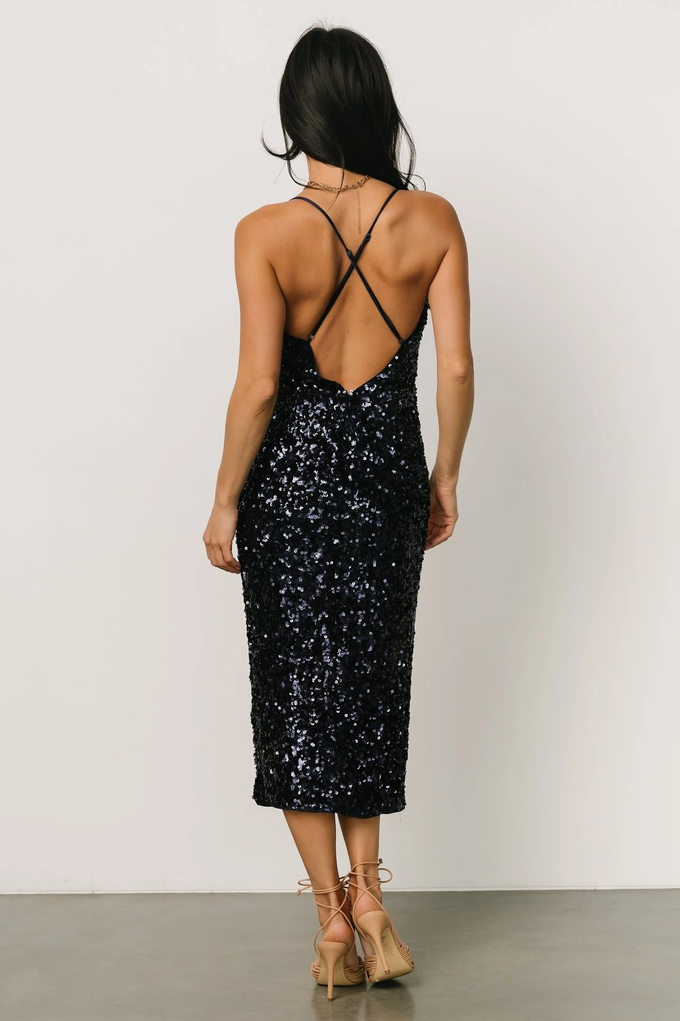 Madi Sequin Midi Dress | Midnight Blue