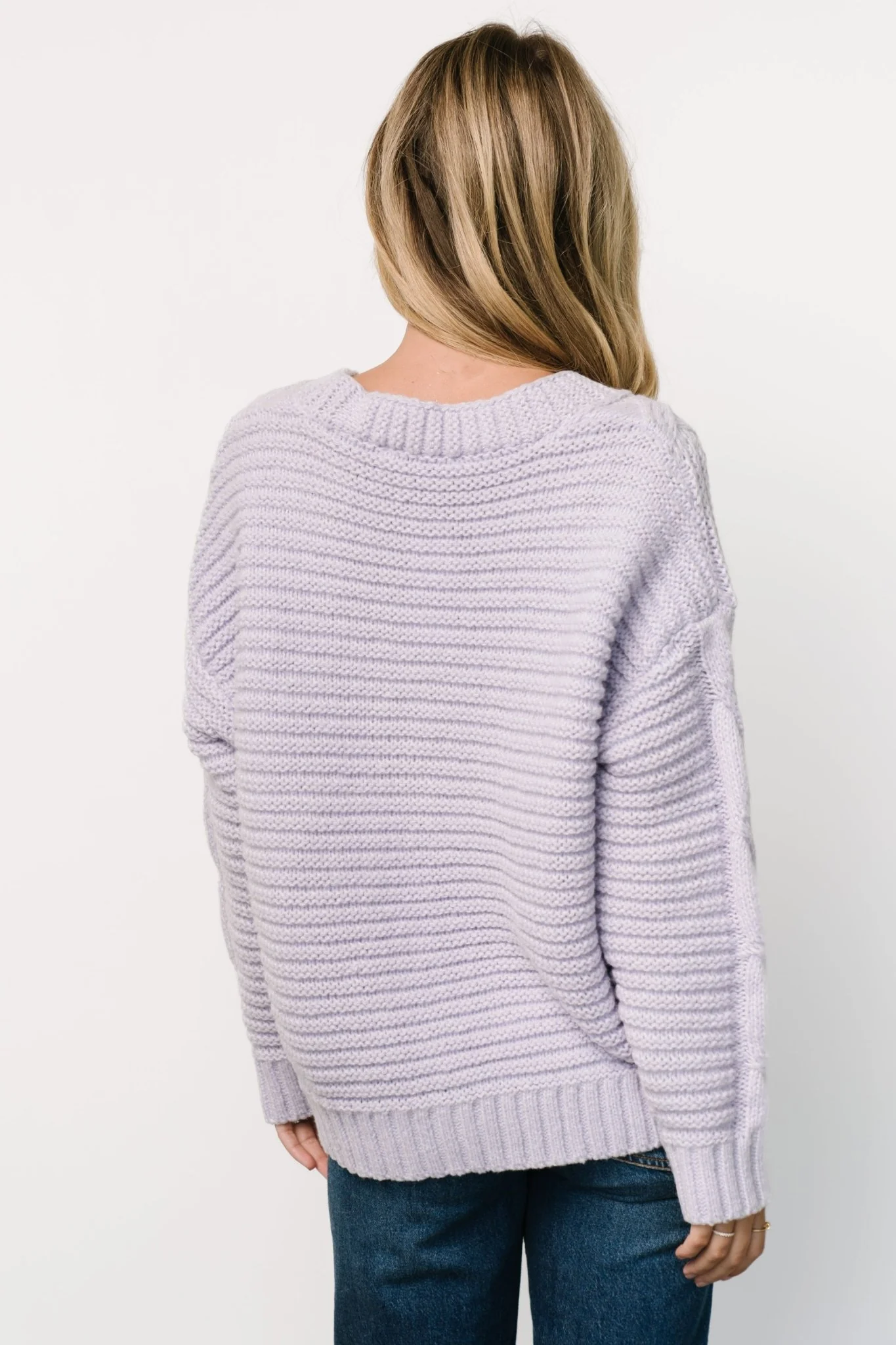 Ames Cable Knit Cardigan | Lavender