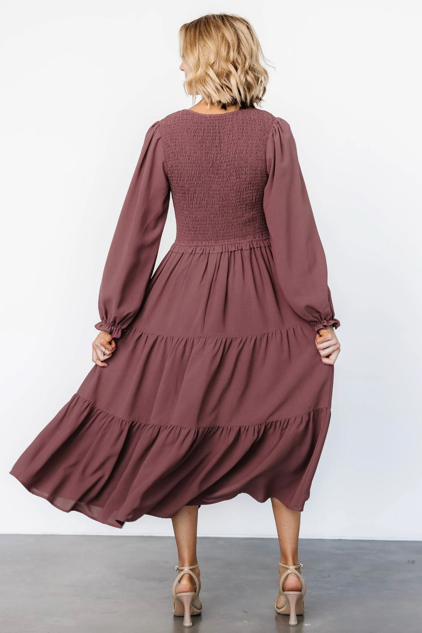 Endsley Smocked Midi Dress | Mauve