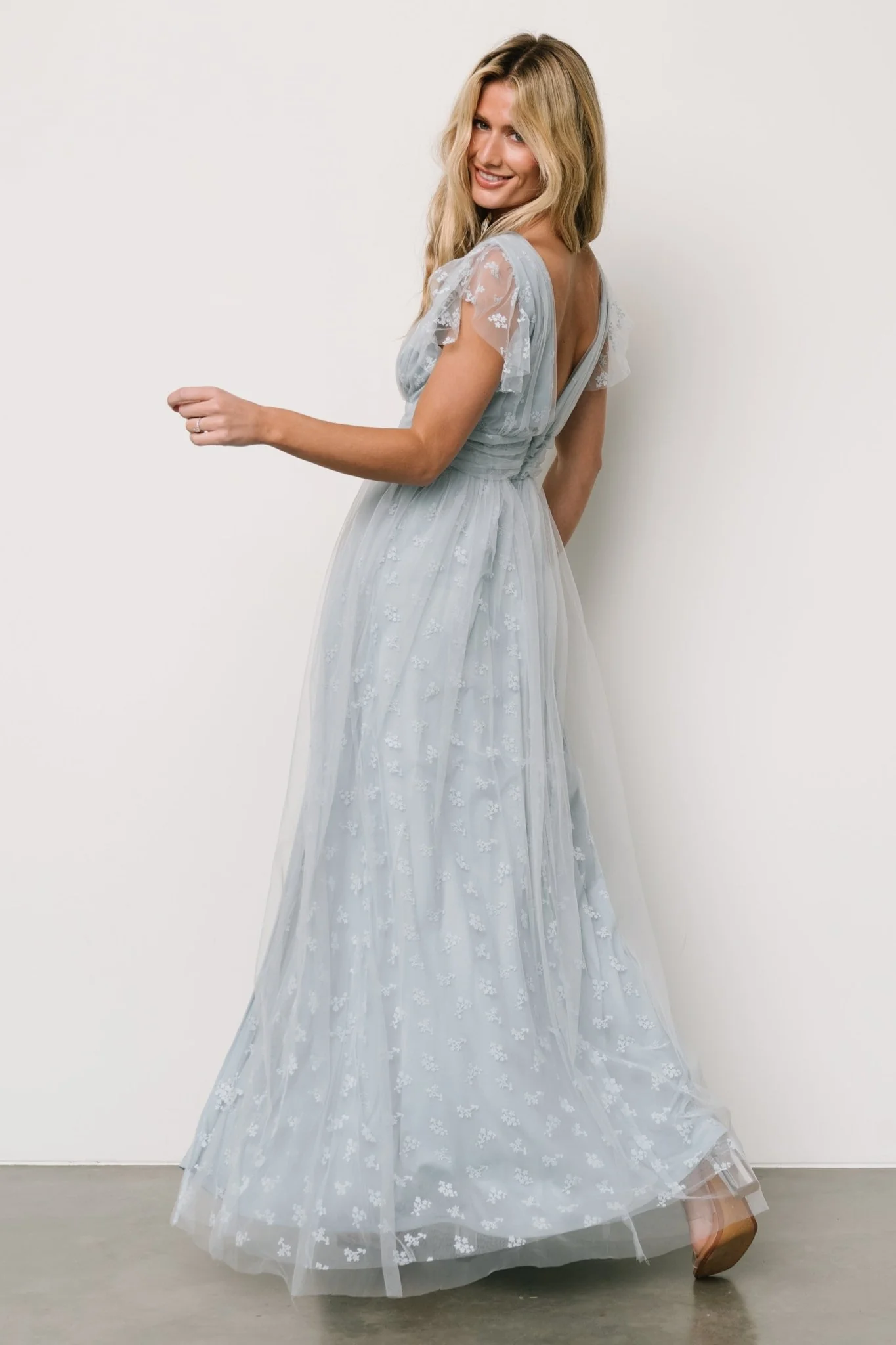 Caterina Tulle Maxi Dress | Light Blue
