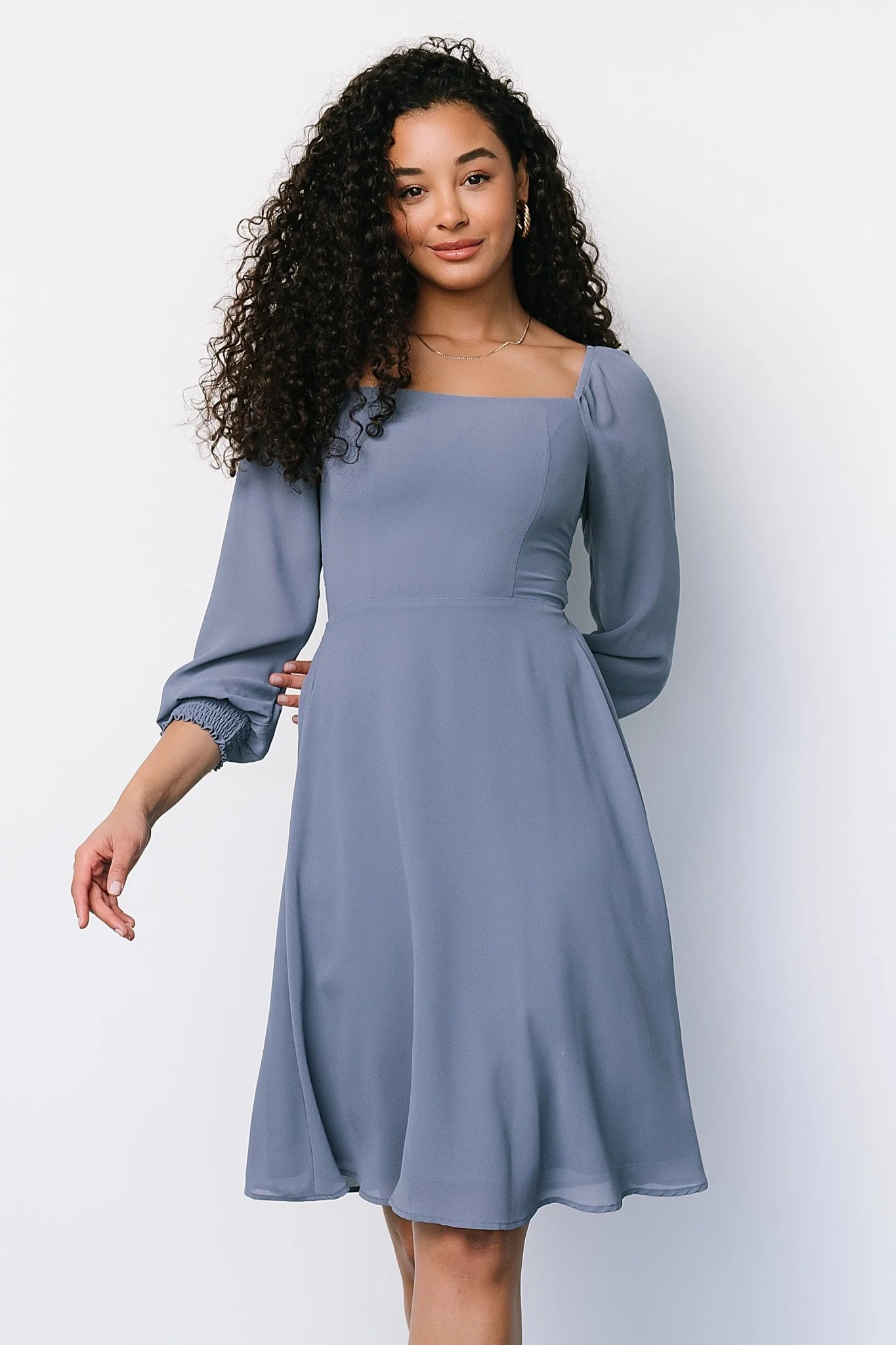Elise Short Dress | Whisper Blue