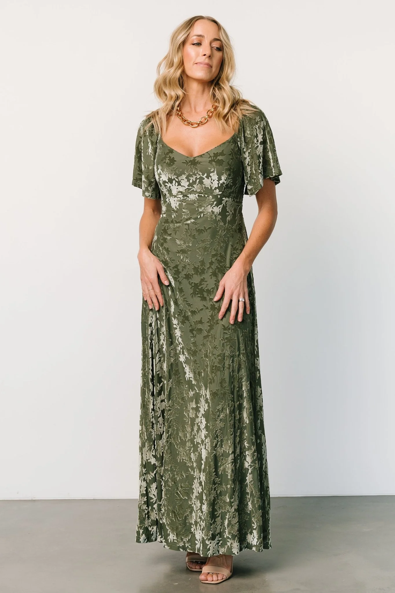 Everley Velvet Maxi Dress | Dark Sage