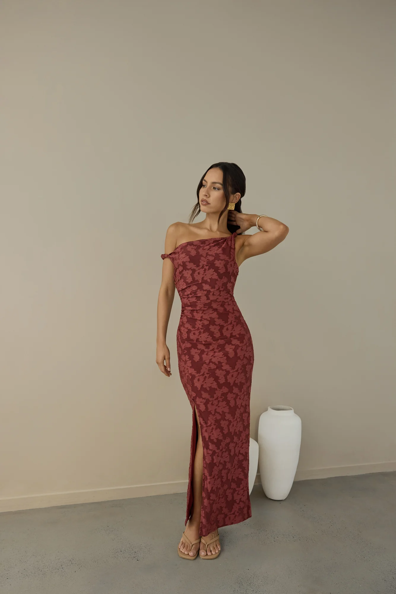 Breeze Of Pink Maxi Dress Wine