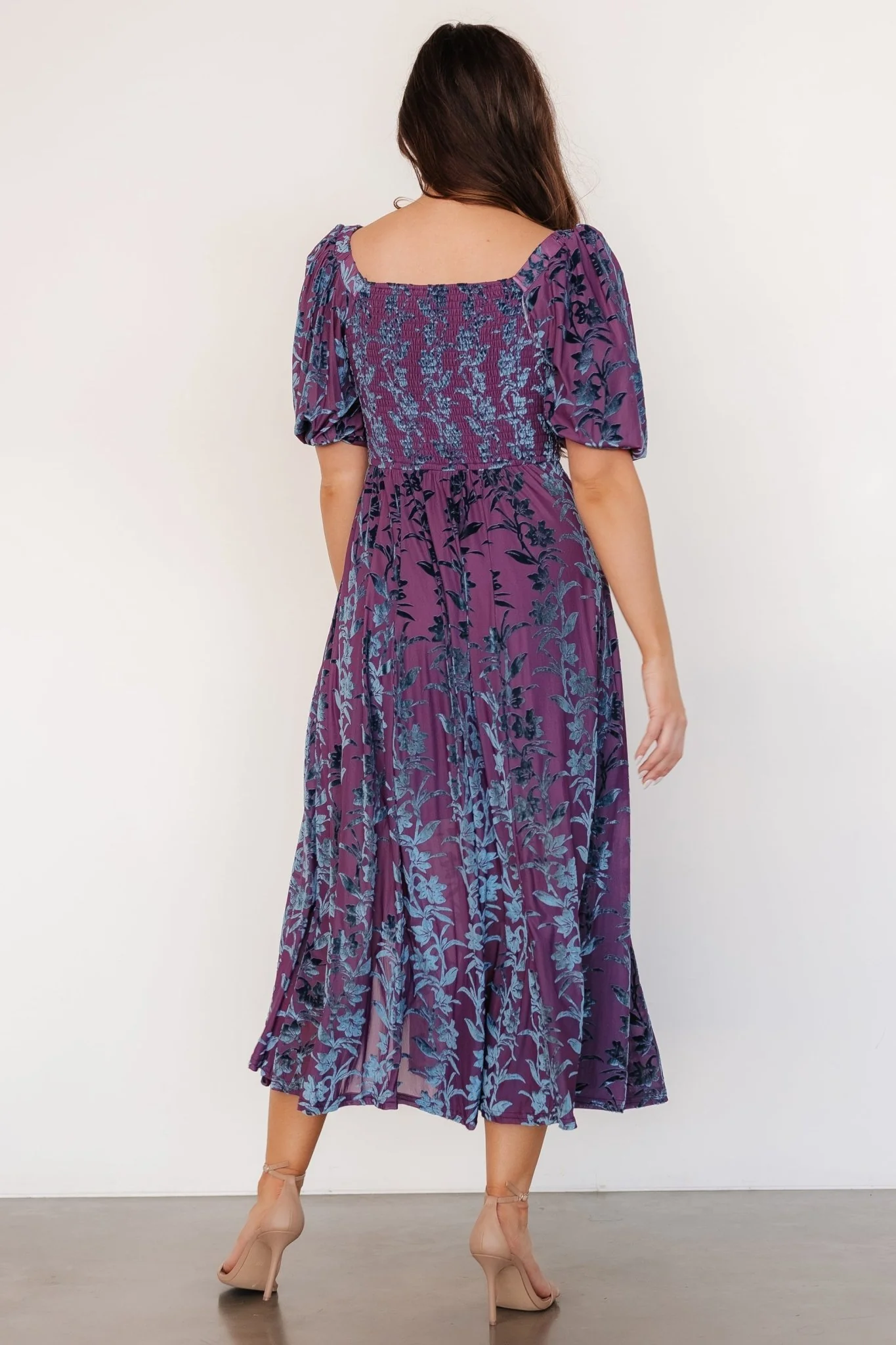 Westbrook Velvet Dress | Plum + Blue Floral