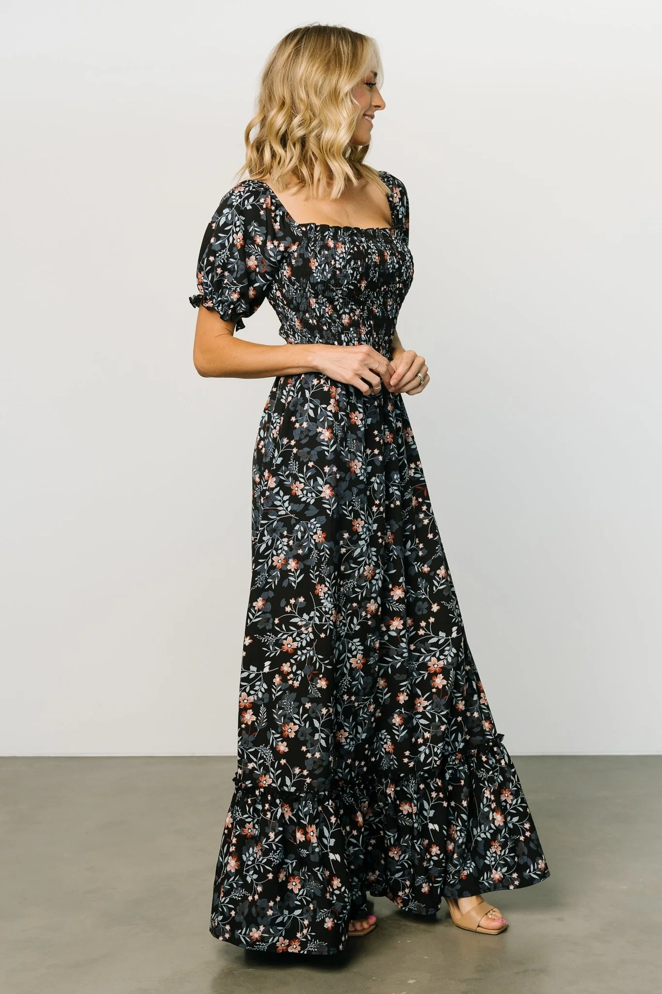 Capri Smocked Maxi Dress | Midnight Floral