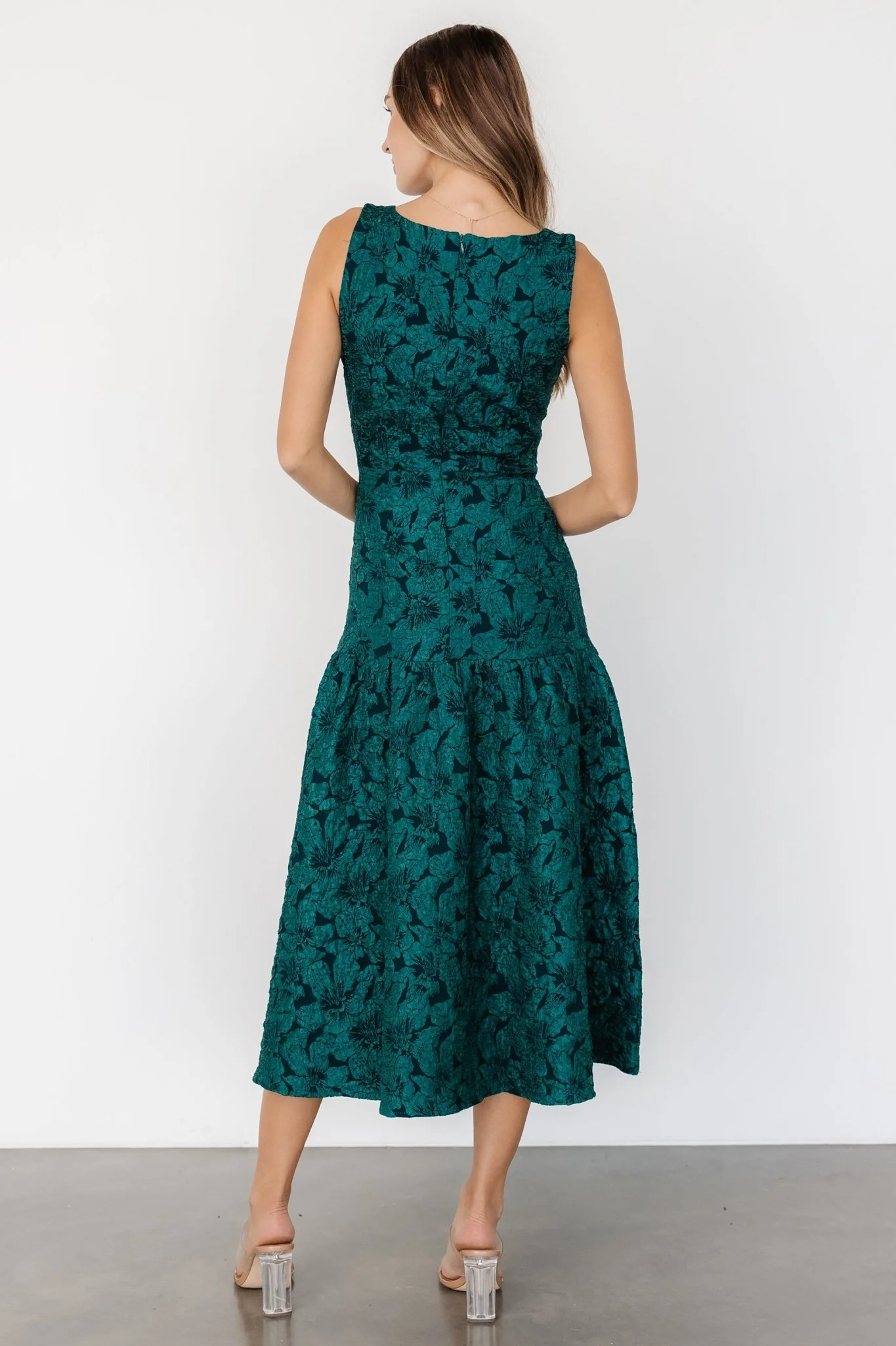 Merial Embossed Dress | Dark Green