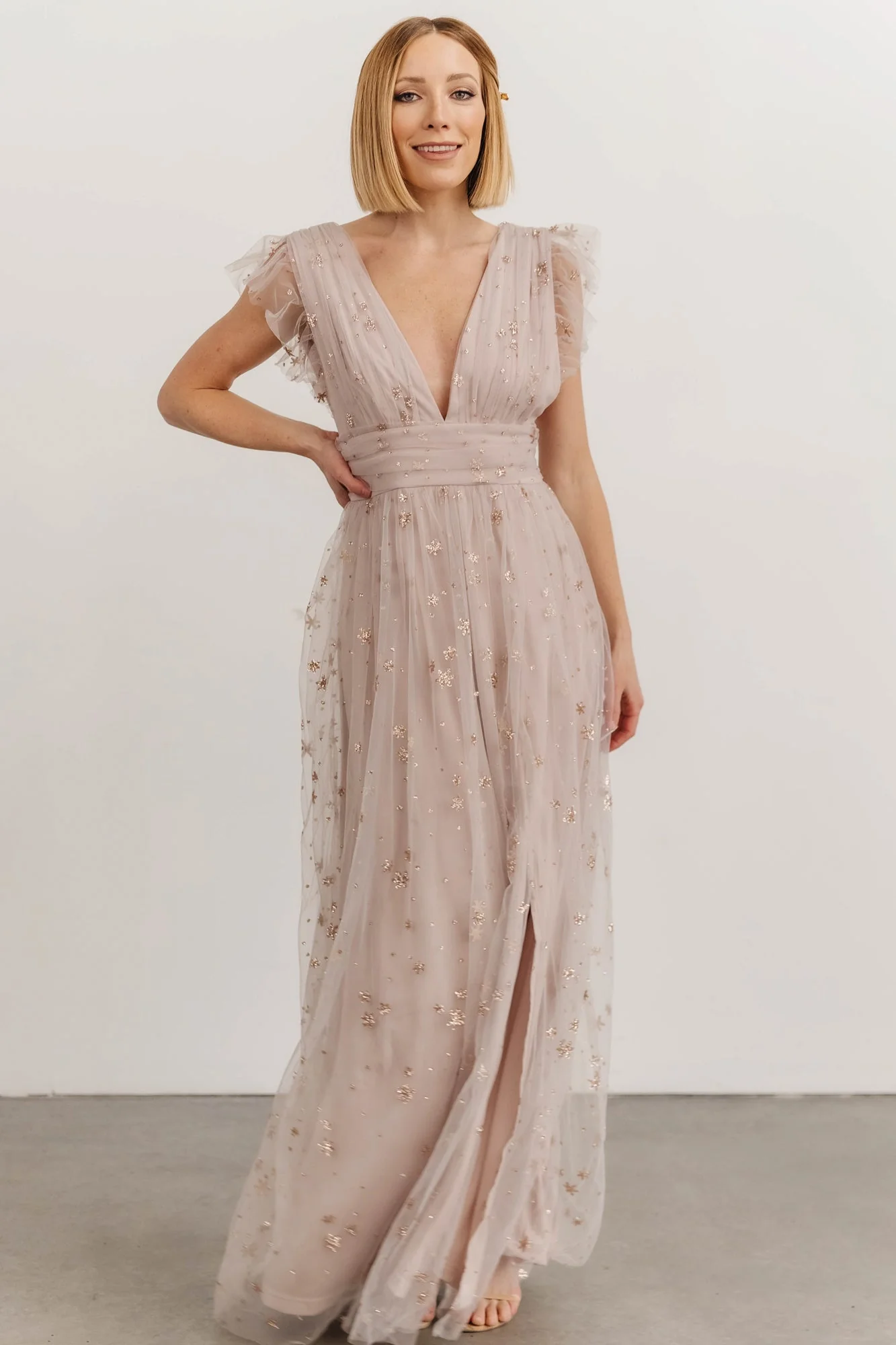 Nova Shimmer Maxi Dress | Dusty Lilac