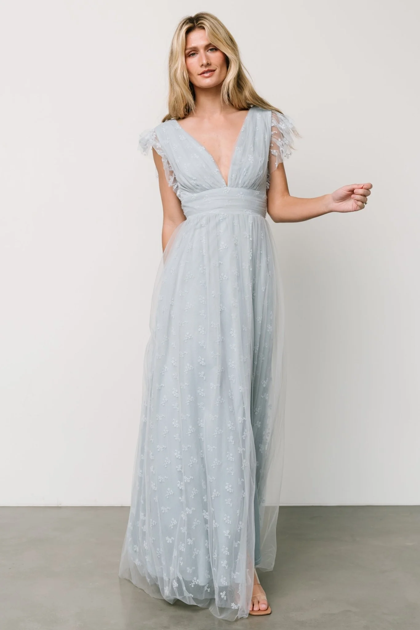 Caterina Tulle Maxi Dress | Light Blue