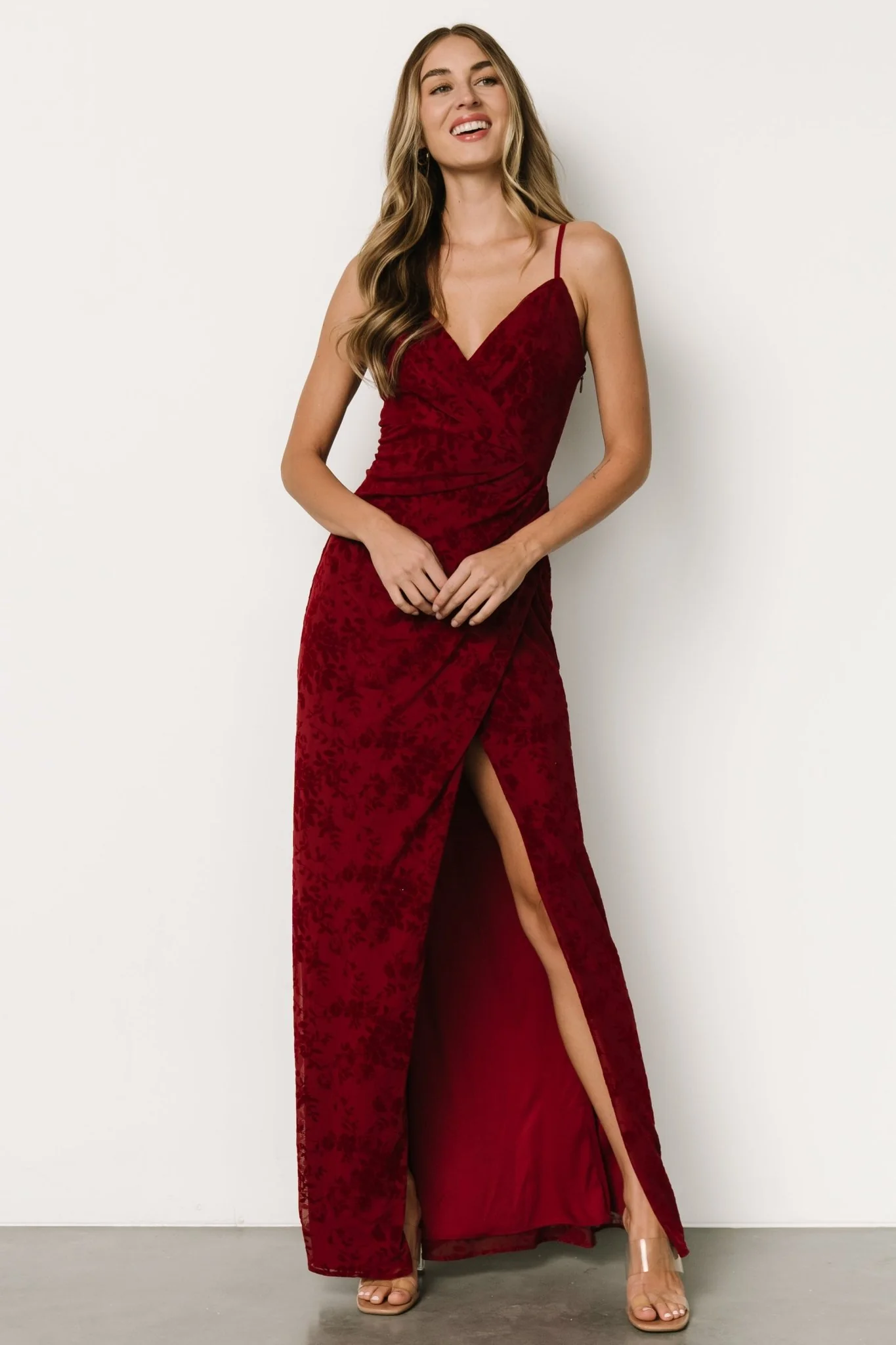 Ayesha Fitted Gown | Burgundy