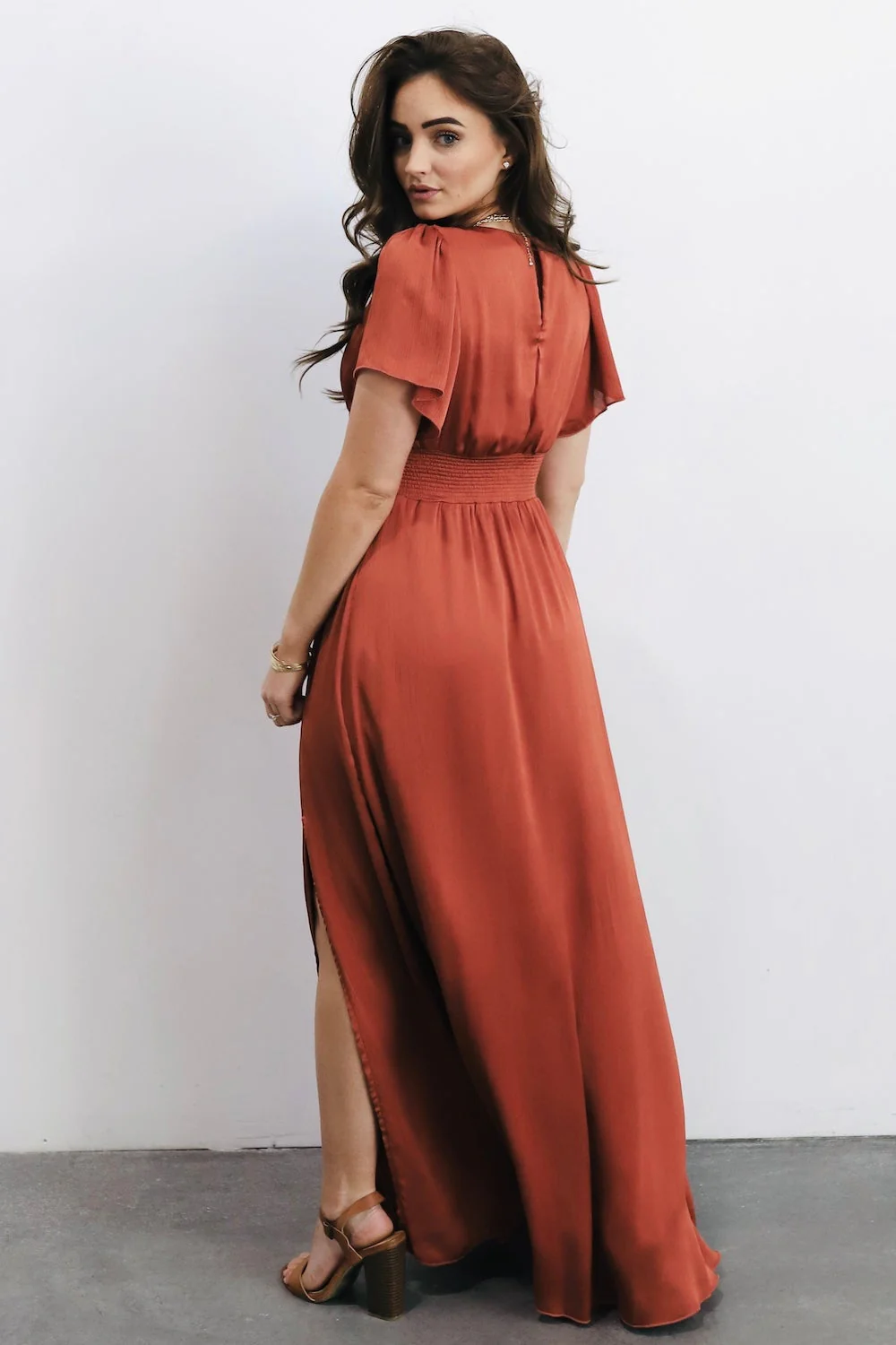 Prague Satin Maxi Dress | Rust