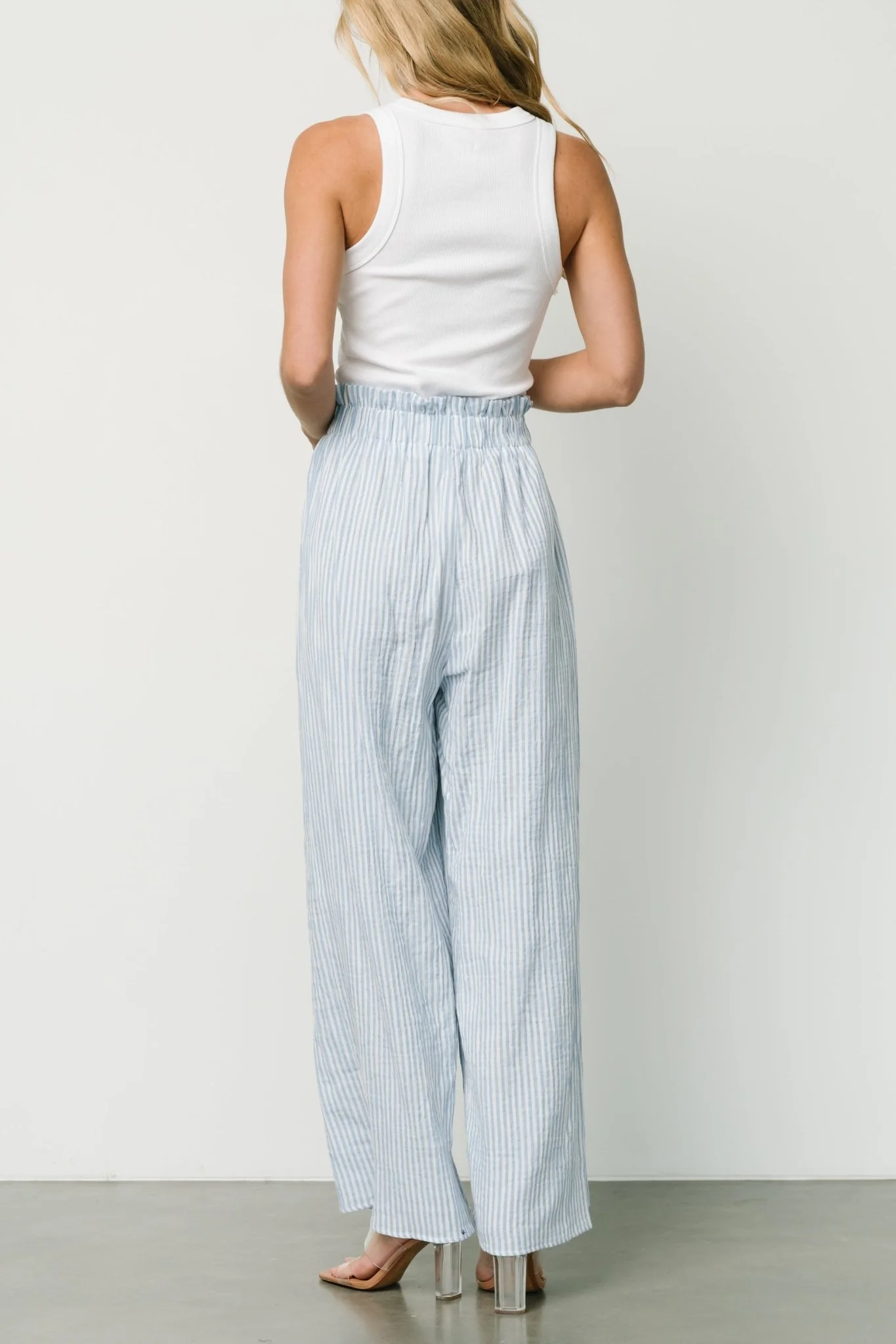 Delphi Wide Leg Pants | Blue Stripe