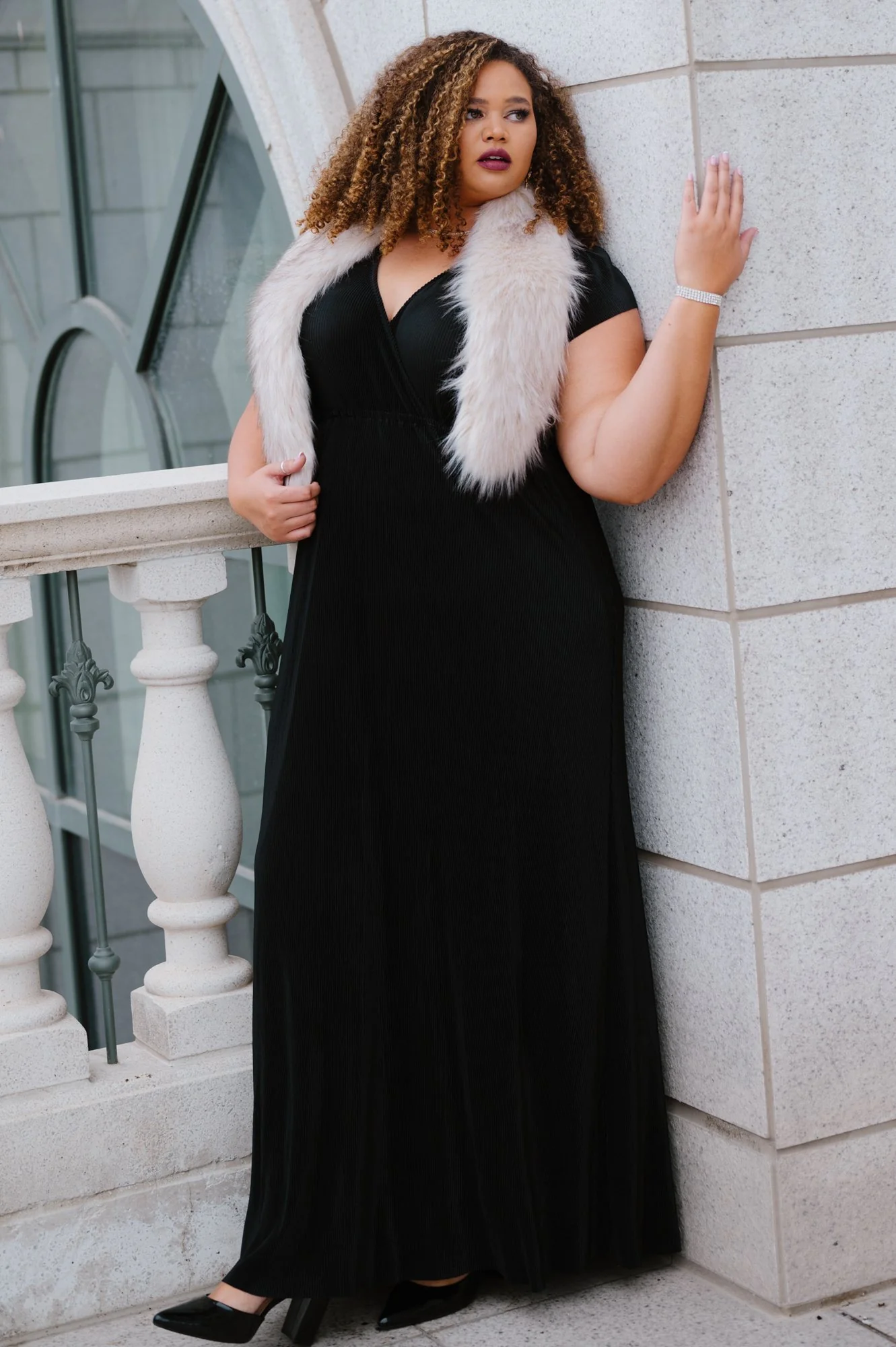 Athena Pleated Maxi Dress | Black