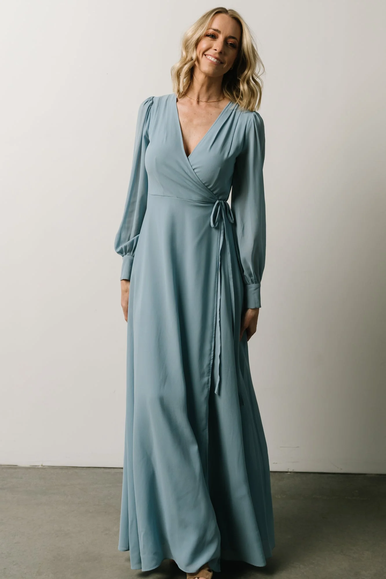 Kelsey Wrap Dress | Dusty Blue