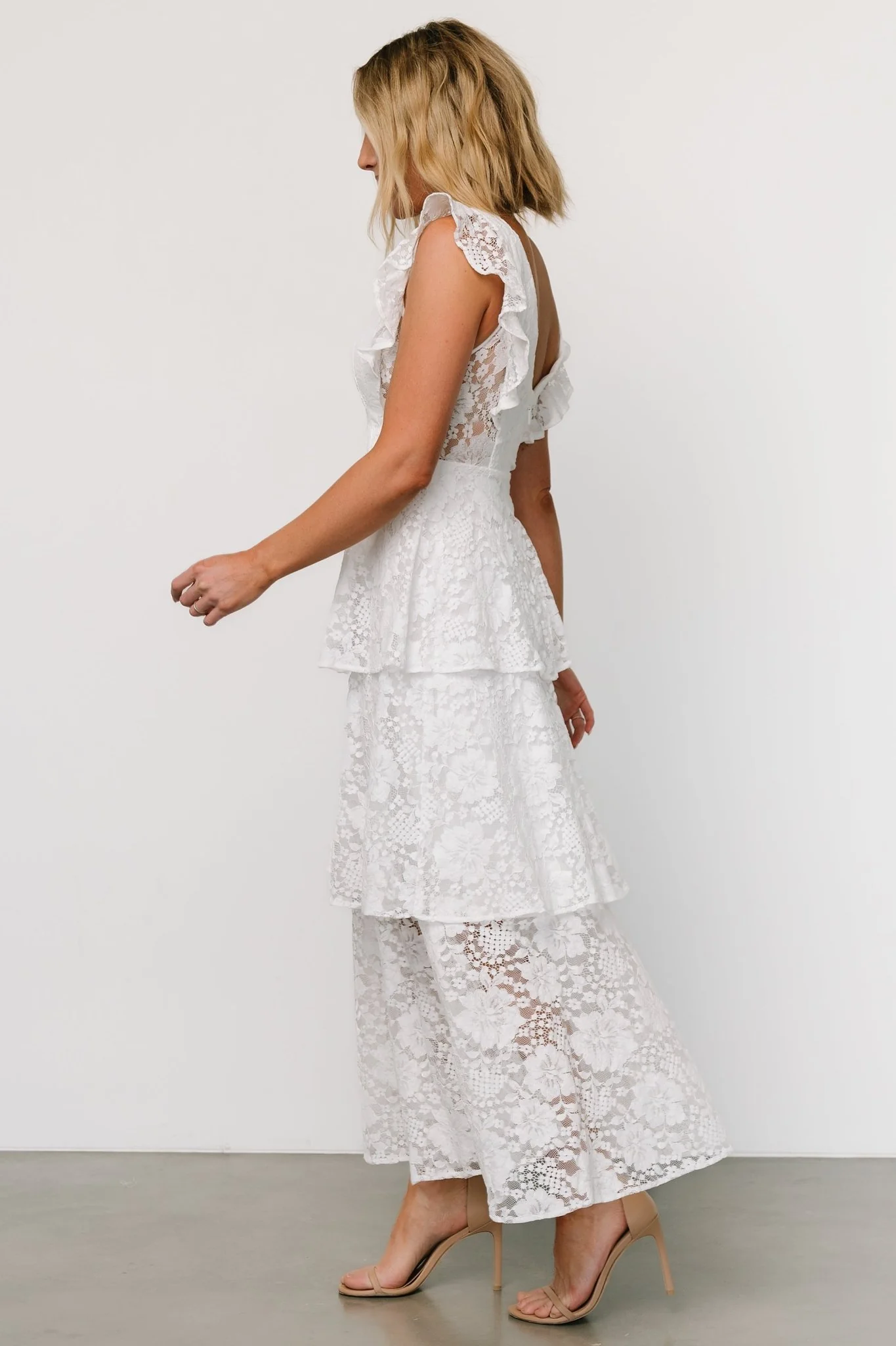 Margot Lace Tiered Maxi Dress | Off White