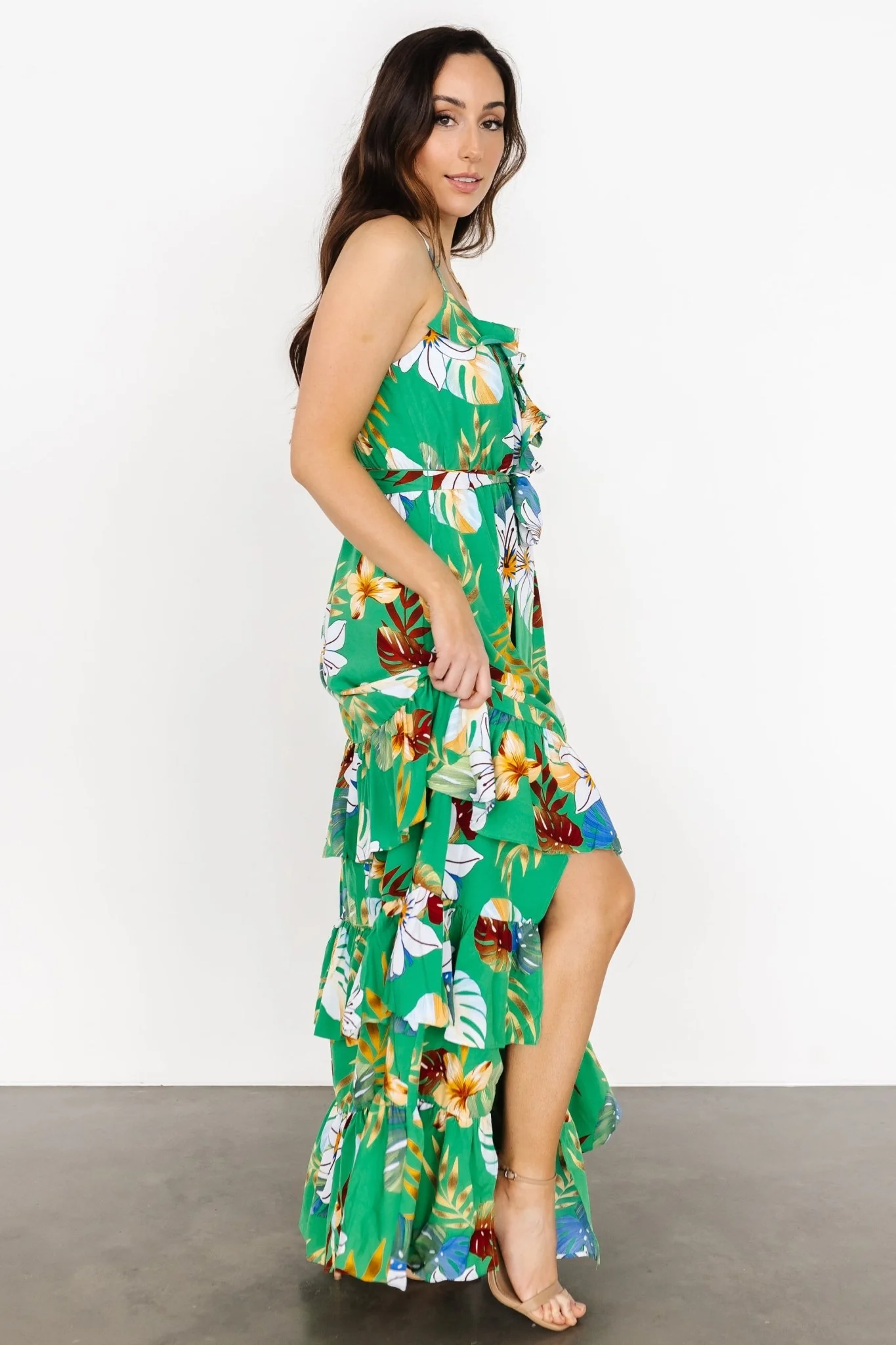 Dolores Ruffle Maxi Dress | Green Multi