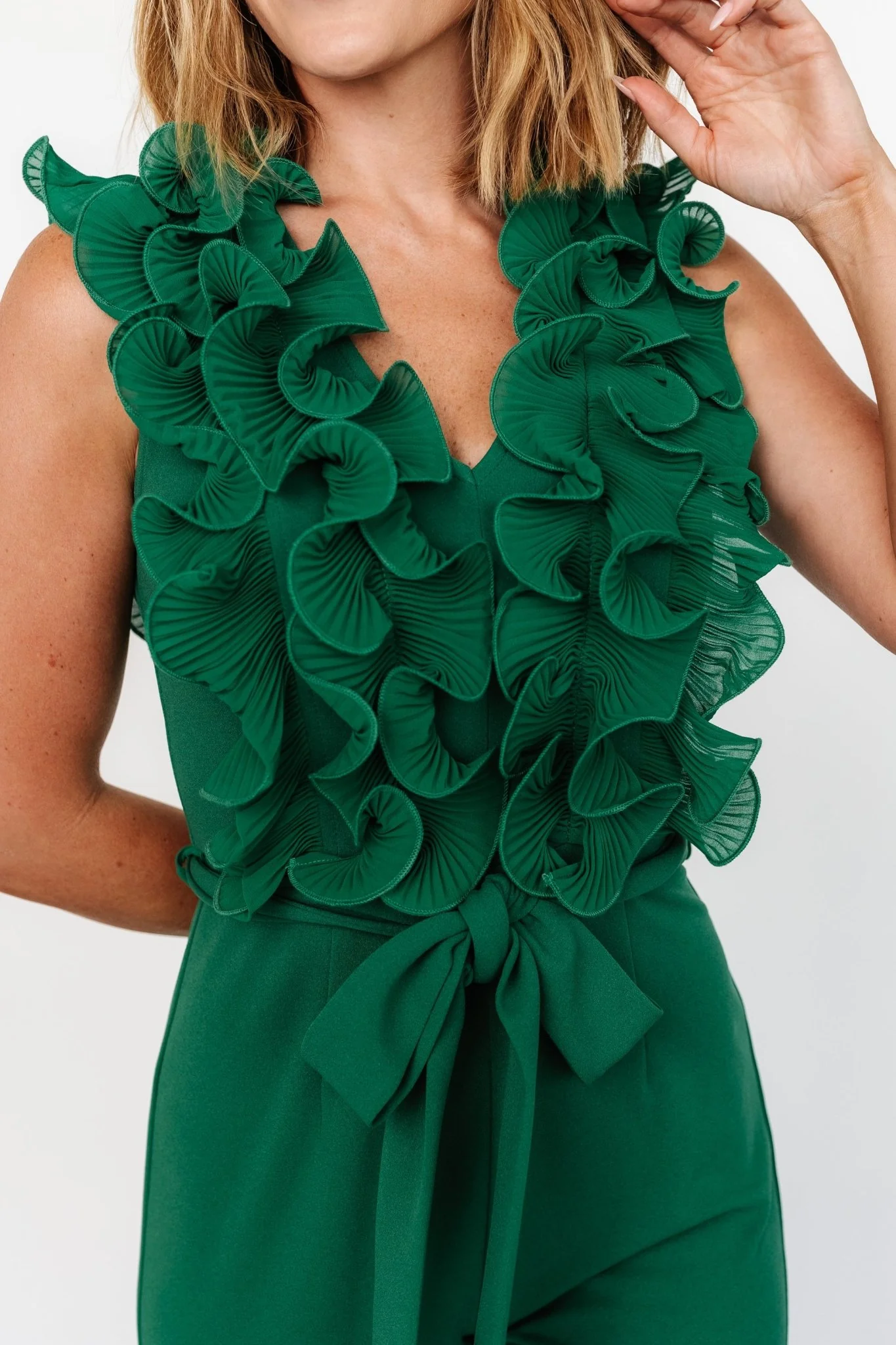 Tyra Ruffle Tank Jumpsuit | Green