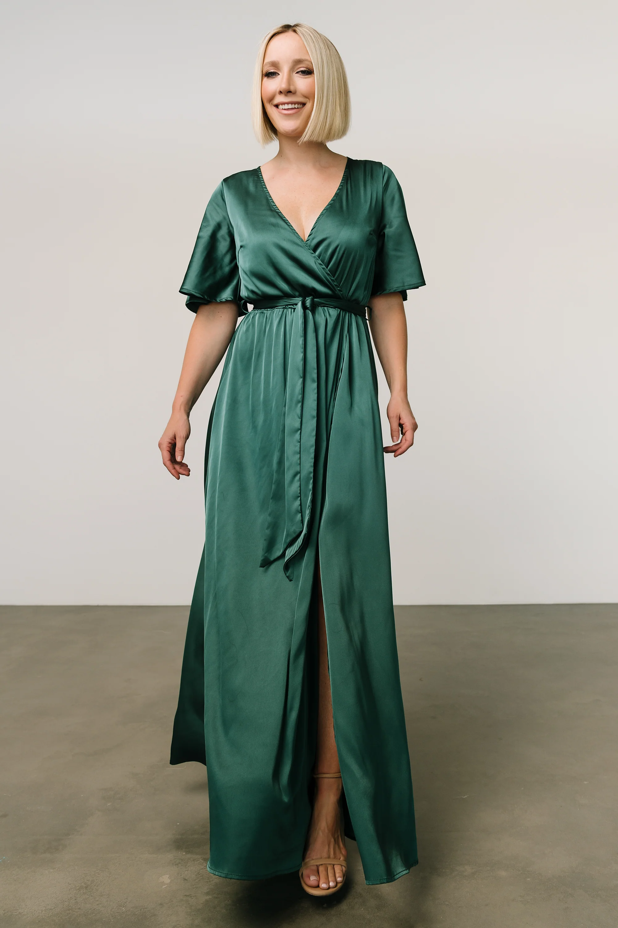 Kensington Satin Maxi Dress | Hunter Green