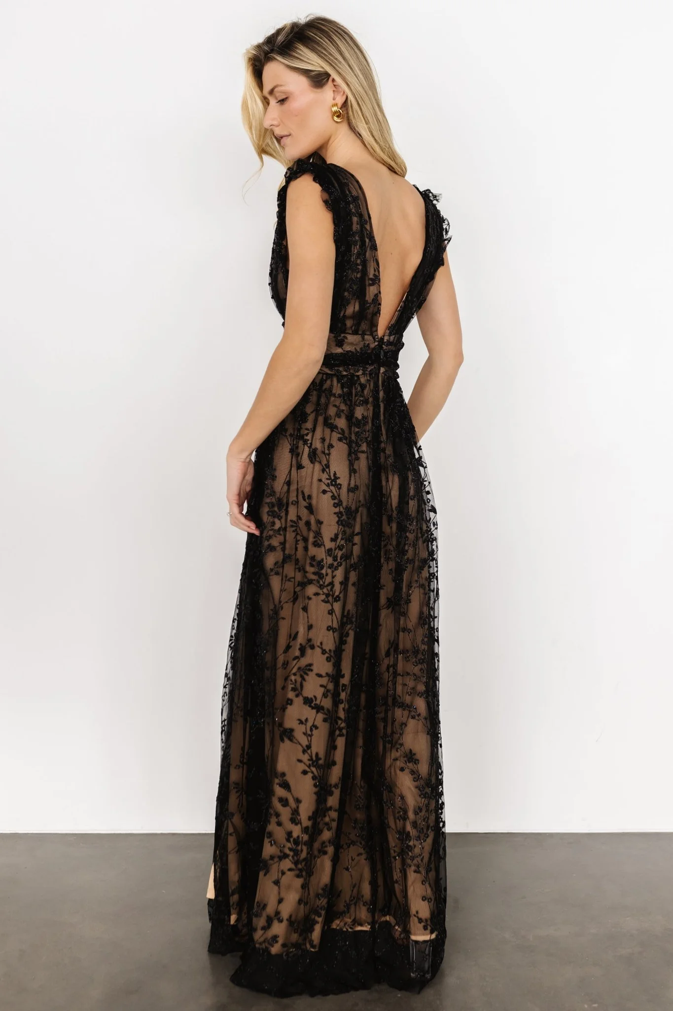 Arlene Shimmer Gown | Black + Nude
