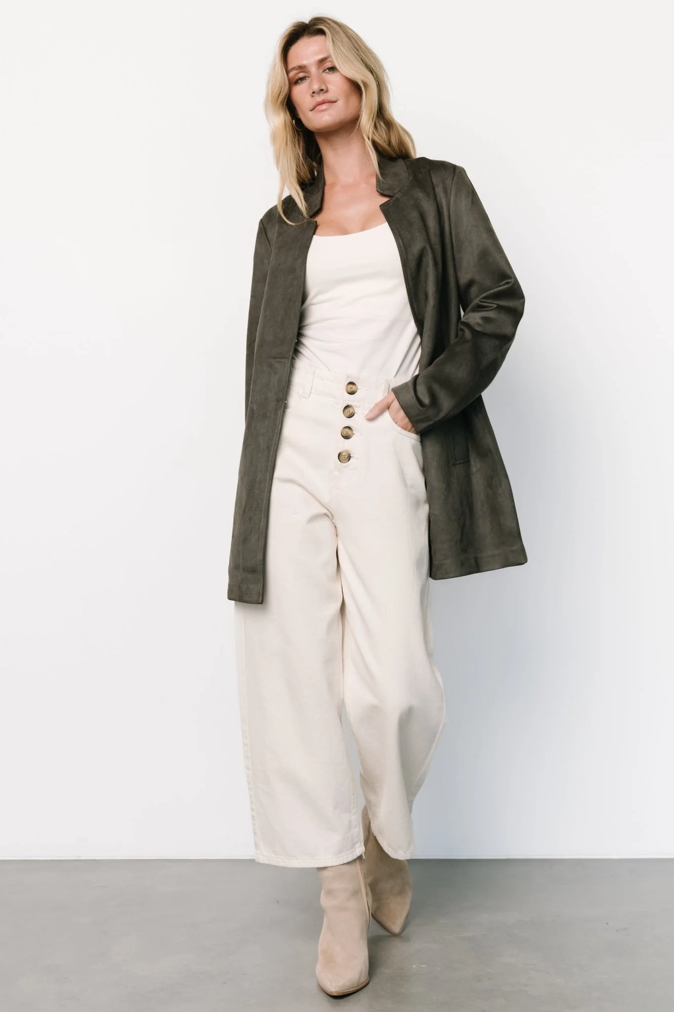 Queenie Faux Suede Jacket | Charcoal