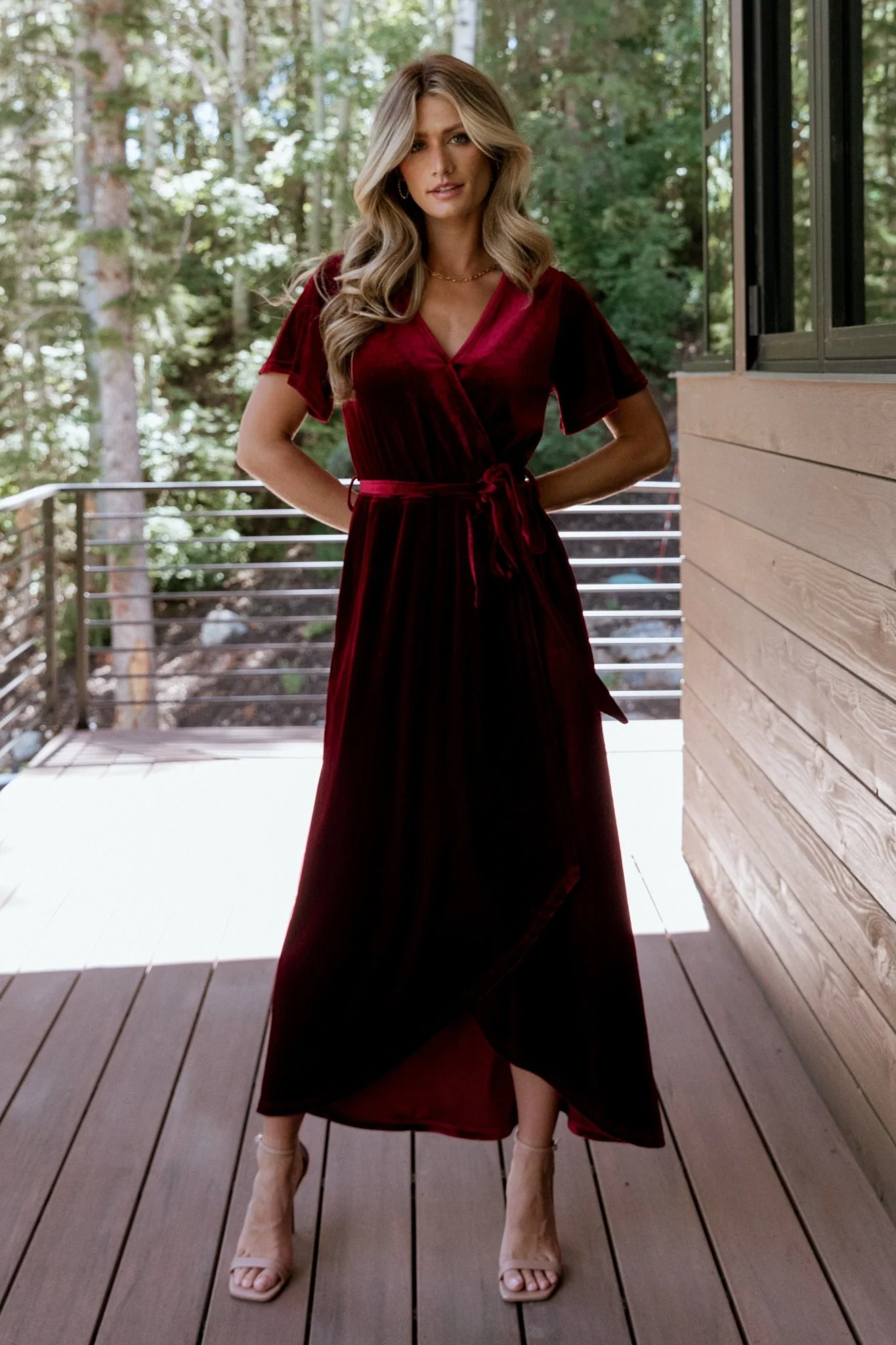 Nadine Velvet Midi Dress | Merlot