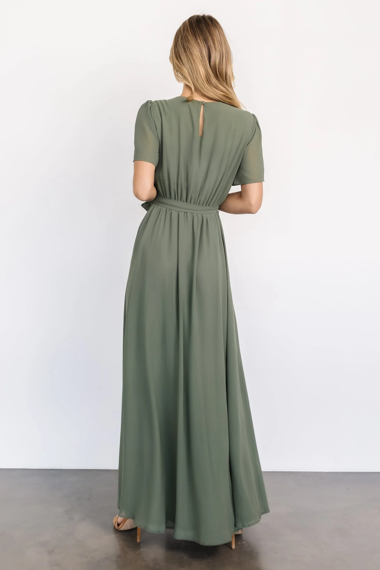 Naomi Short Sleeve Maxi Dress | Dark Sage