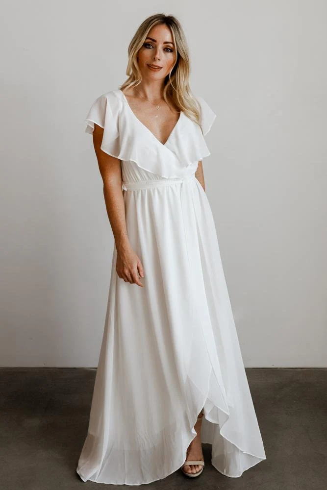 Katya Ruffle Maxi Dress | White