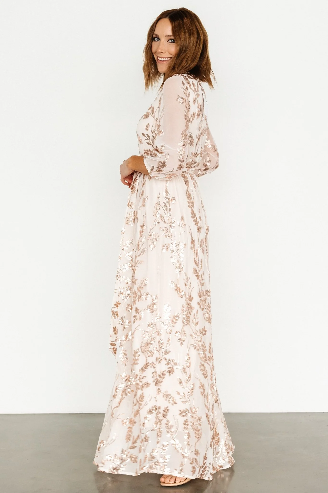 Destiny Sequin Maxi Dress | Rose Gold