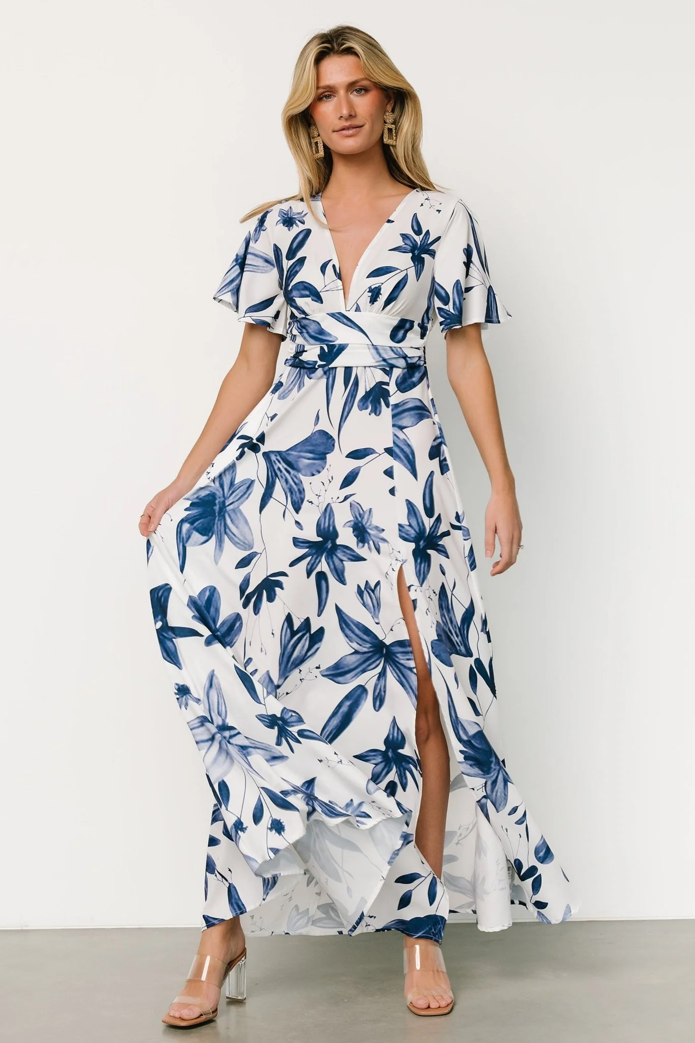 Dina Maxi Dress | White + Blue Floral