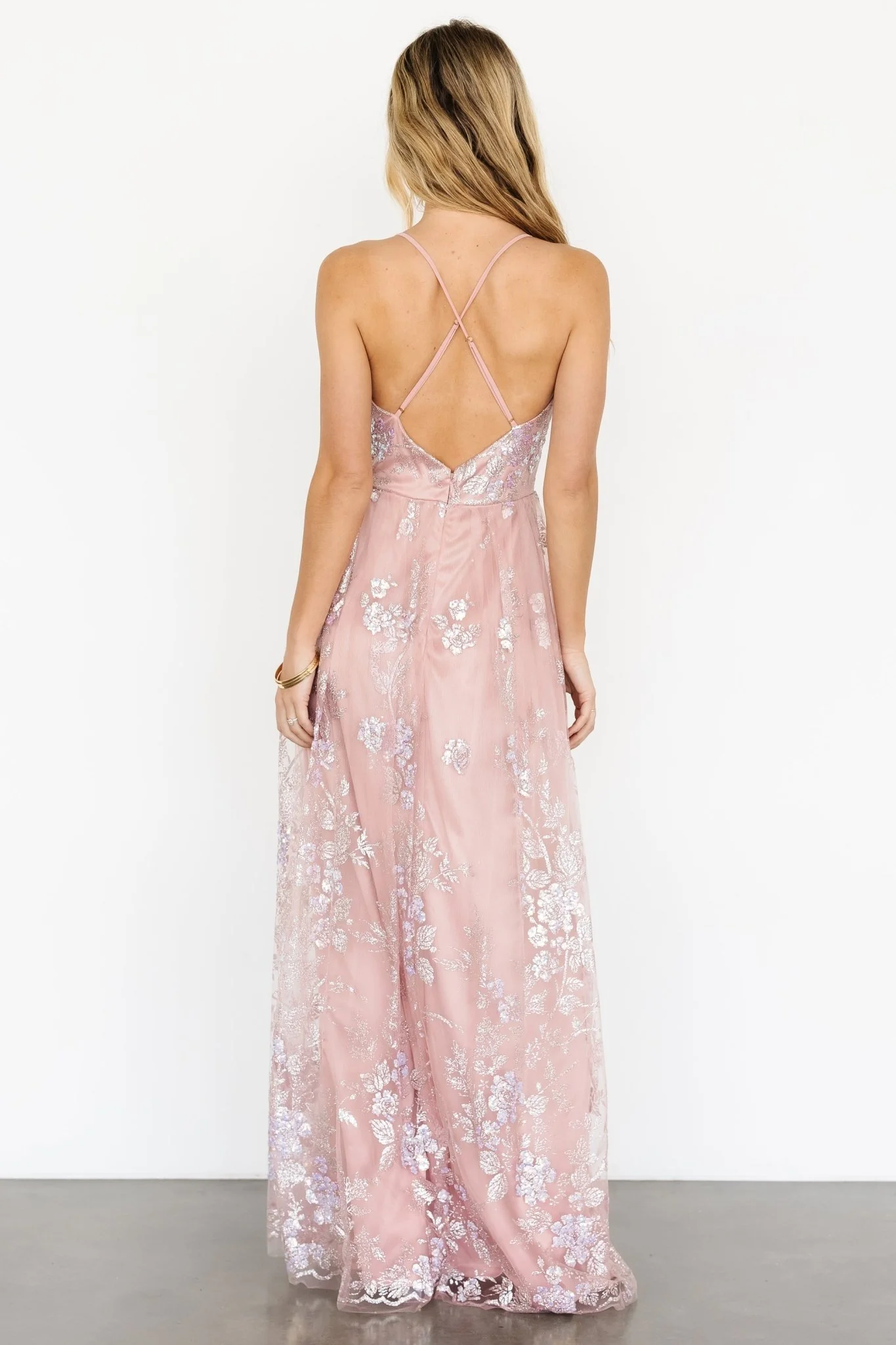 Lucienne Shimmer Maxi Gown | Blushing Rose