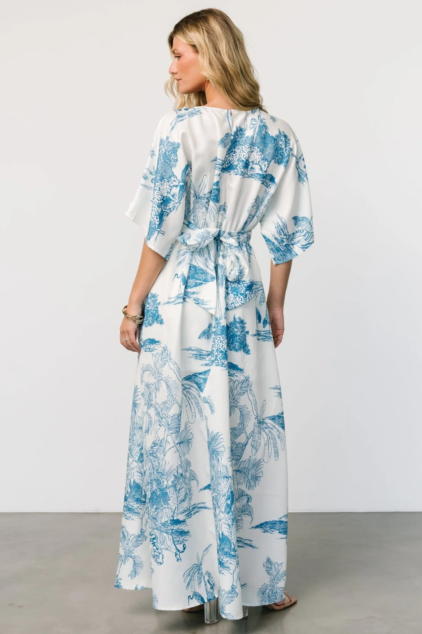 Dara Maxi Dress | Ivory + Blue Print