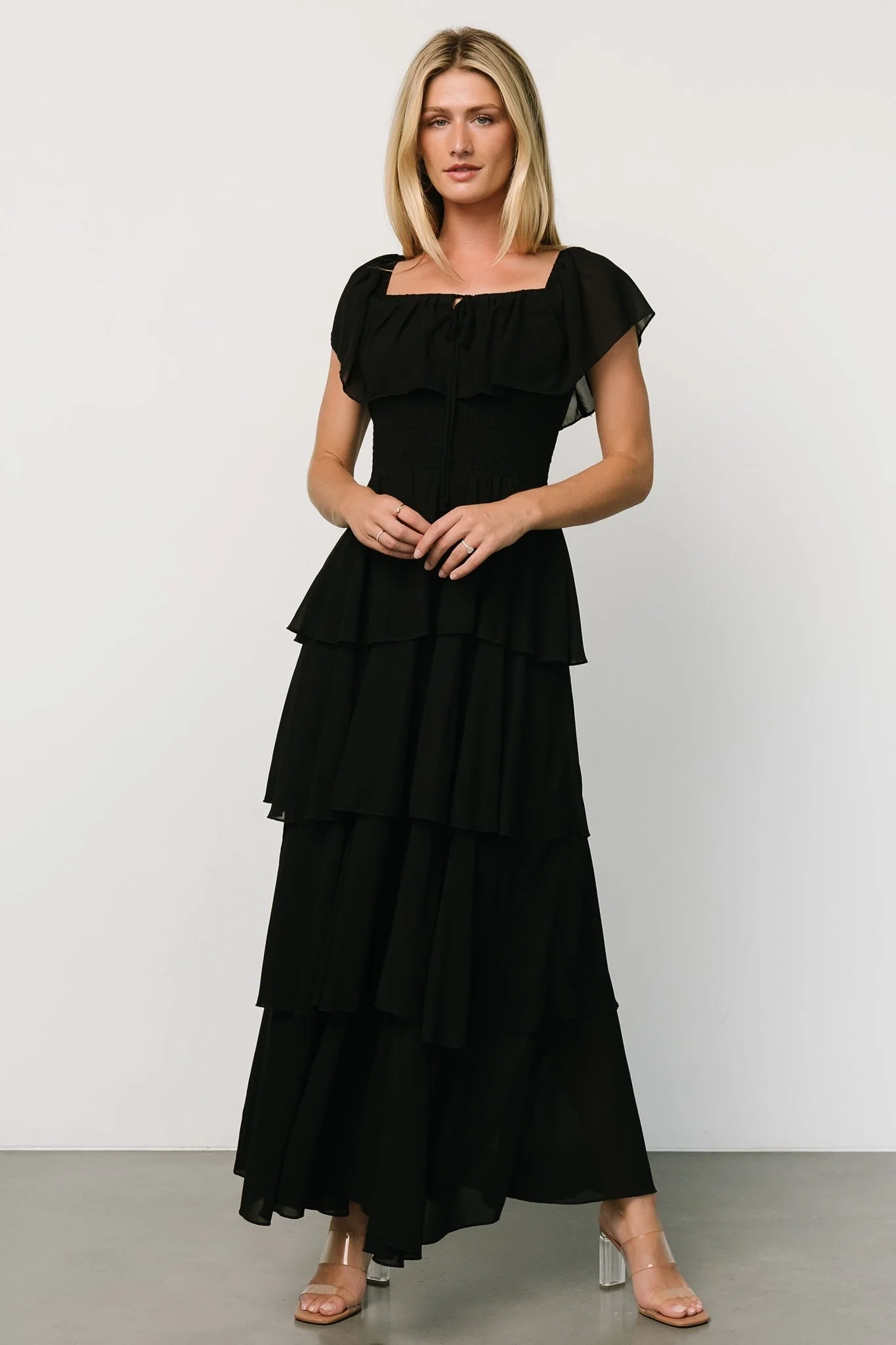 Carina Off Shoulder Maxi Dress | Black