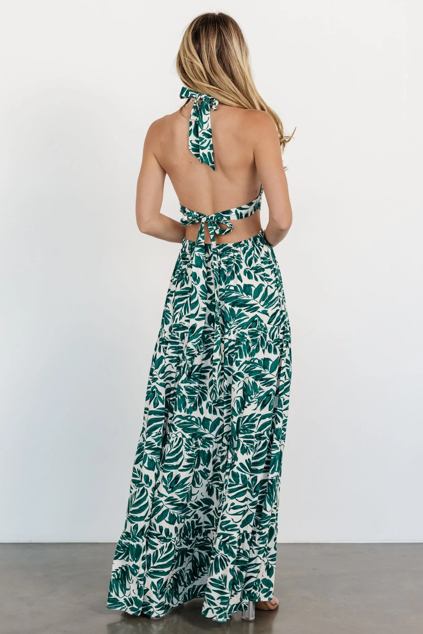 Brett Halter Maxi Dress | Palm Green Print