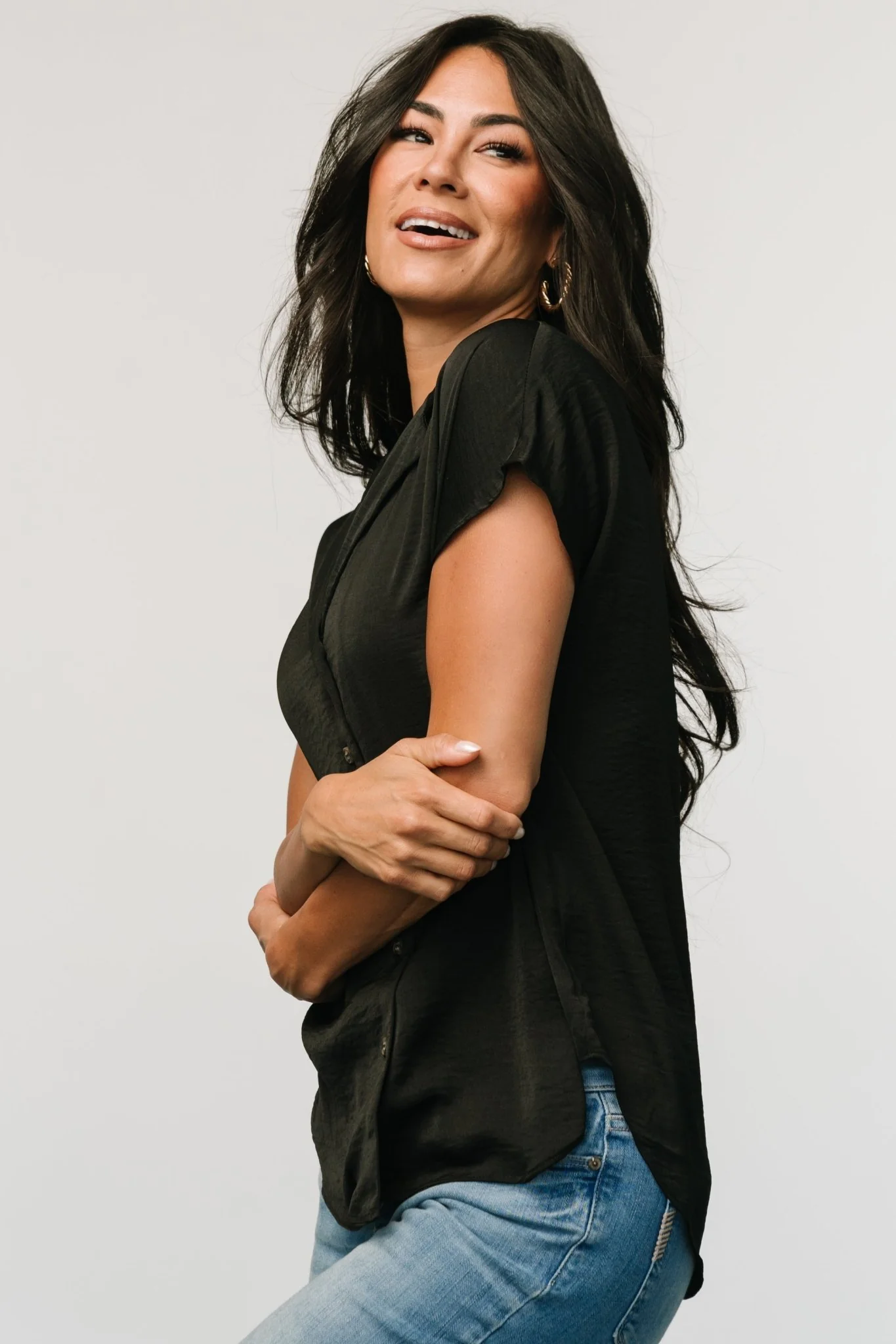 Corey Button Top | Black