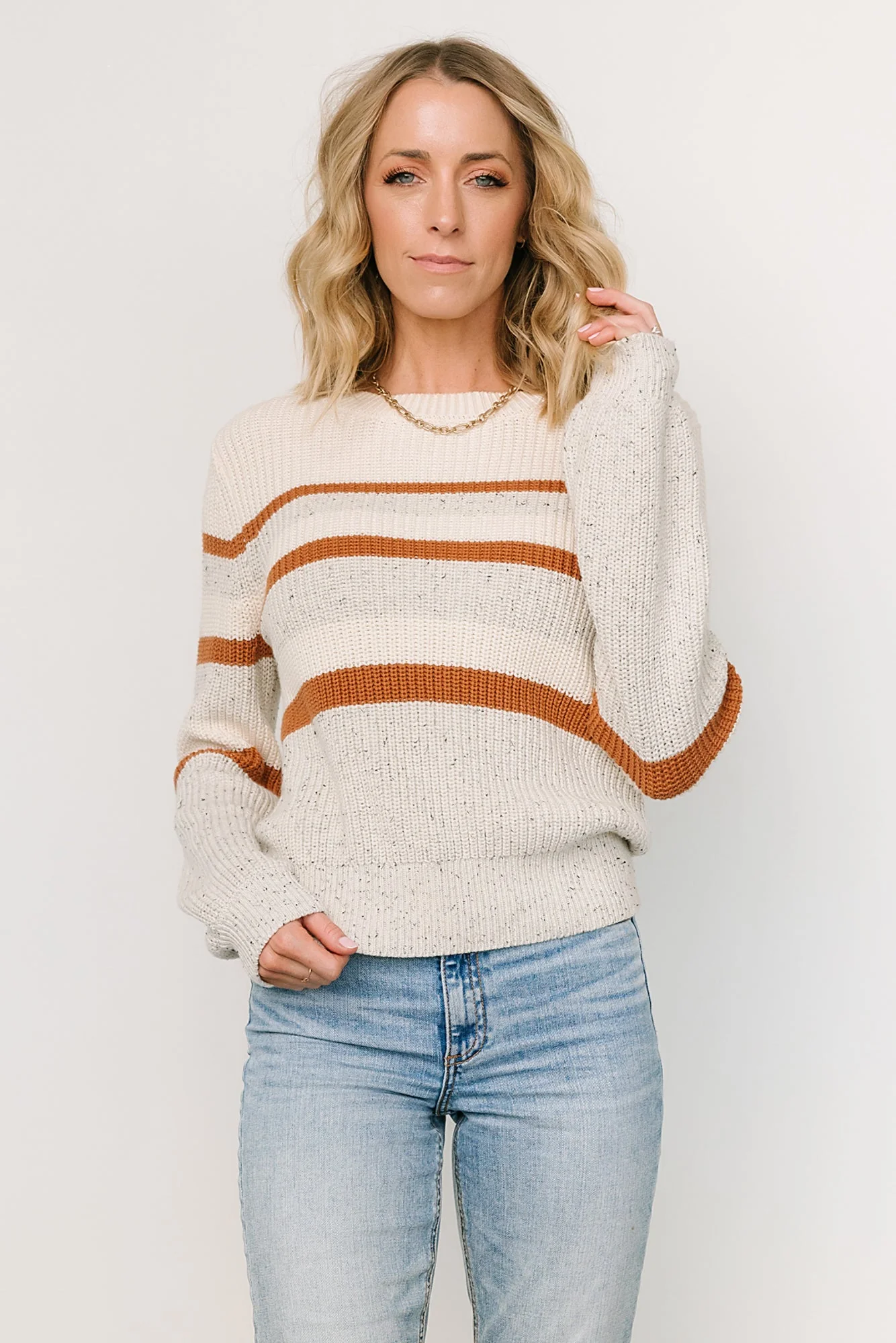 Peyton Striped Sweater | Cream + Camel