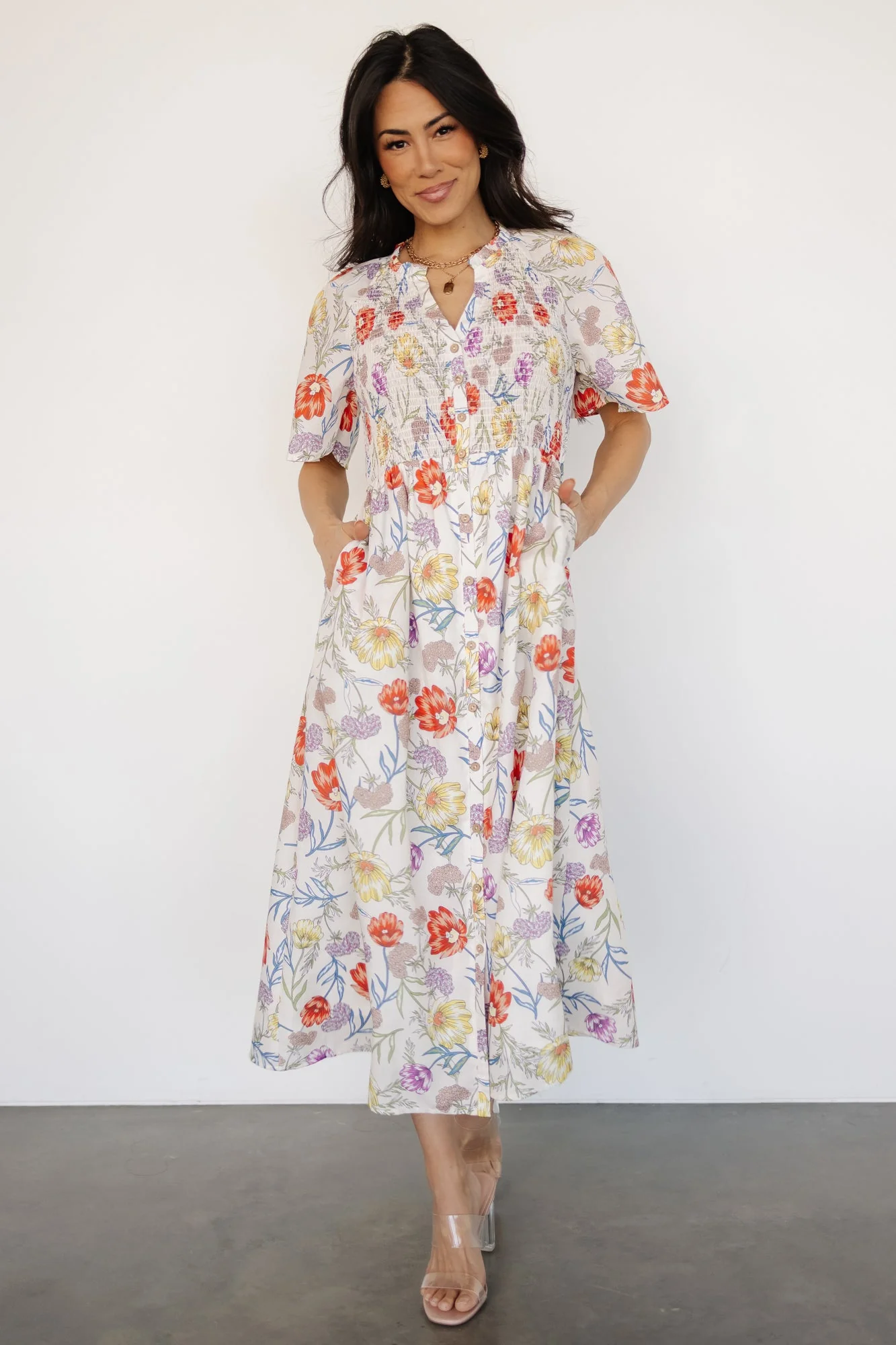 Botega Midi Dress | Ivory Multi Floral
