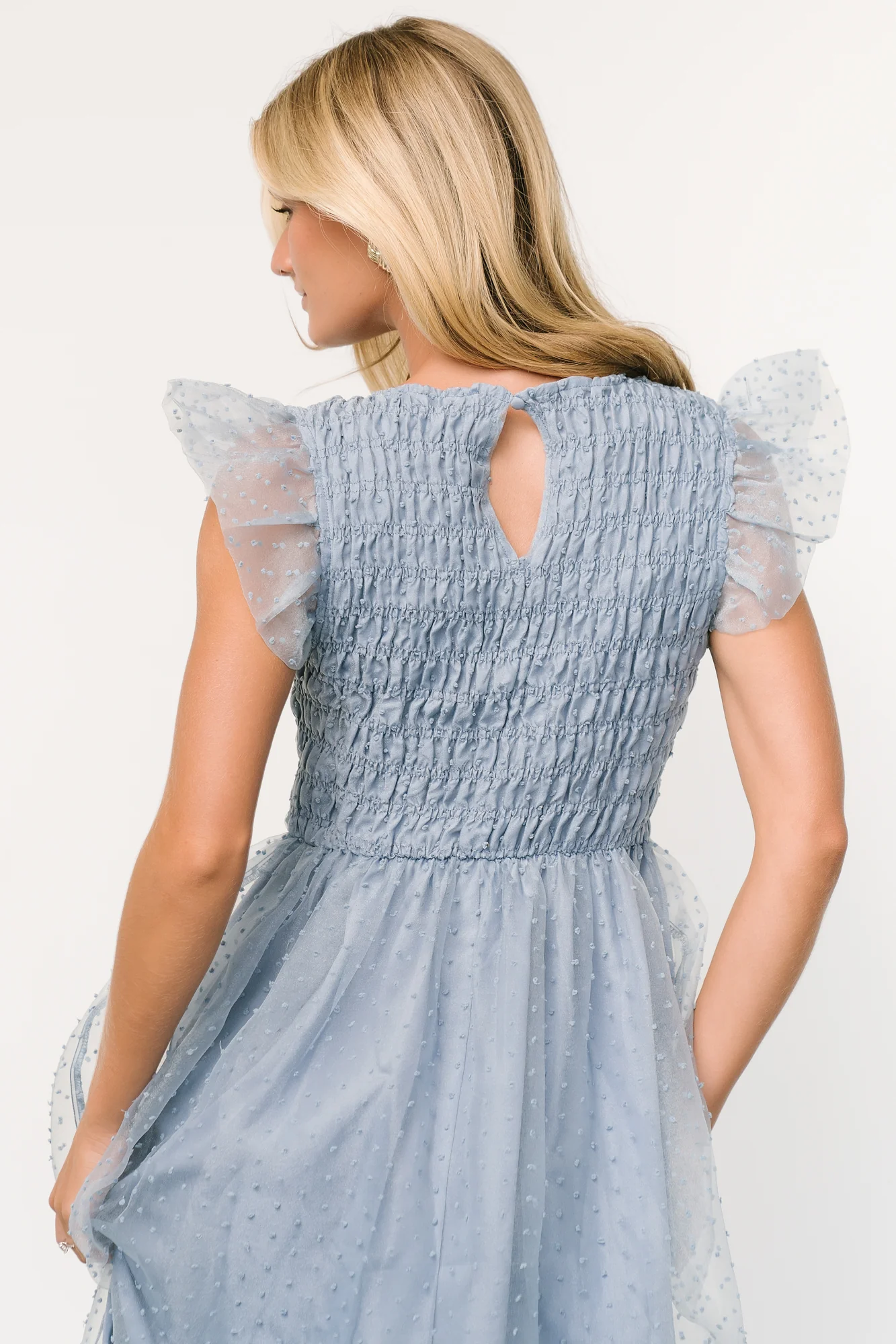 Alice Dot Midi Dress | Dusty Blue