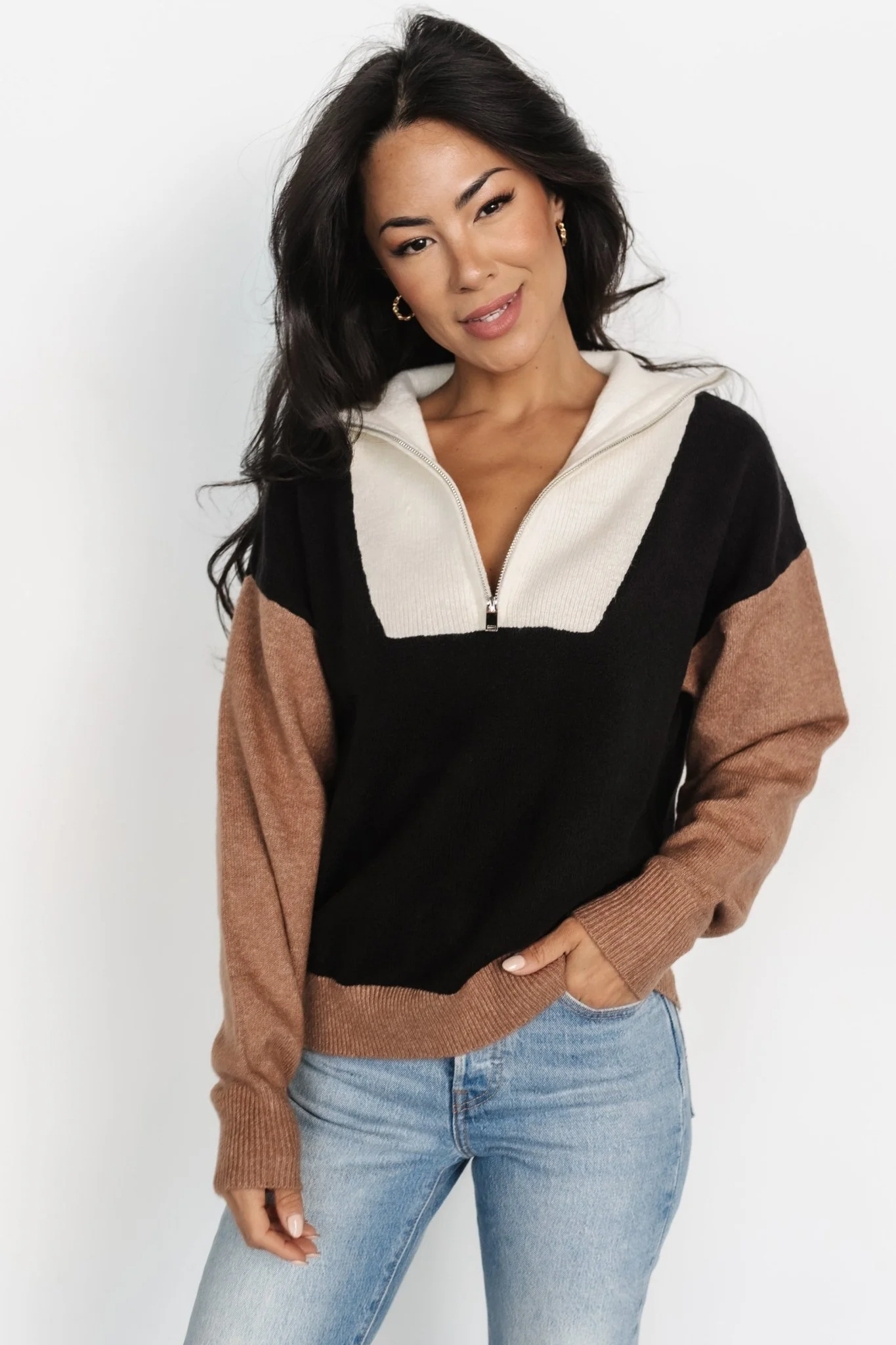 Sigrid Half-Zip Sweater | Black Multi