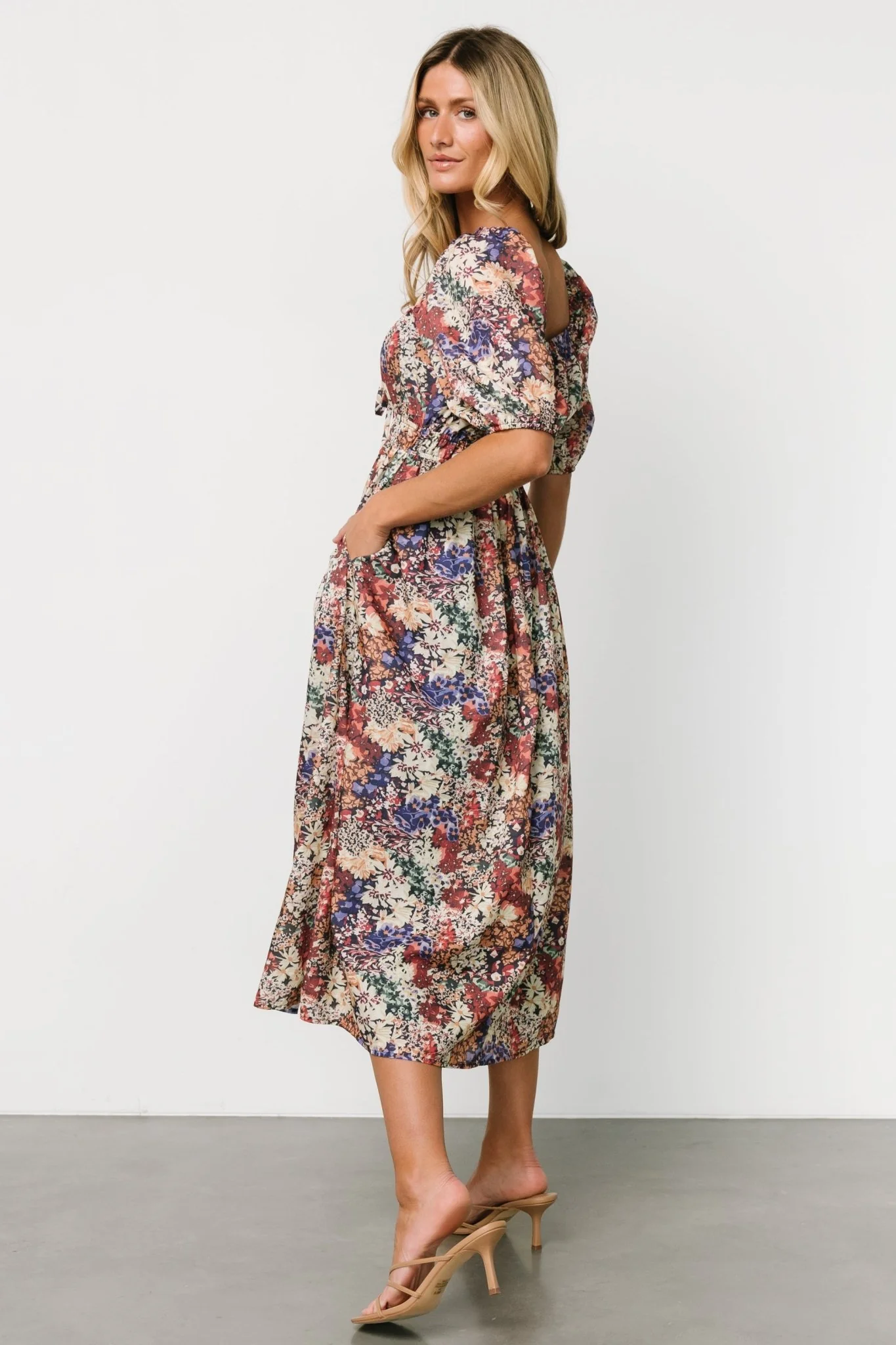 Eden Midi Dress | Black Multi Print