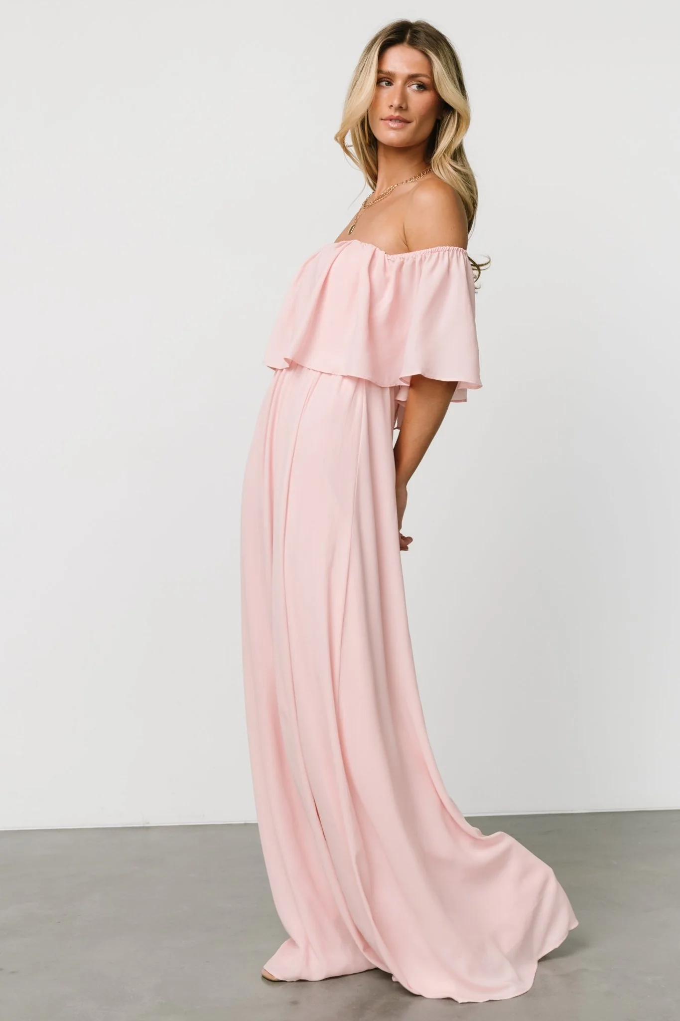 Diana Off Shoulder Maxi Dress | Blush