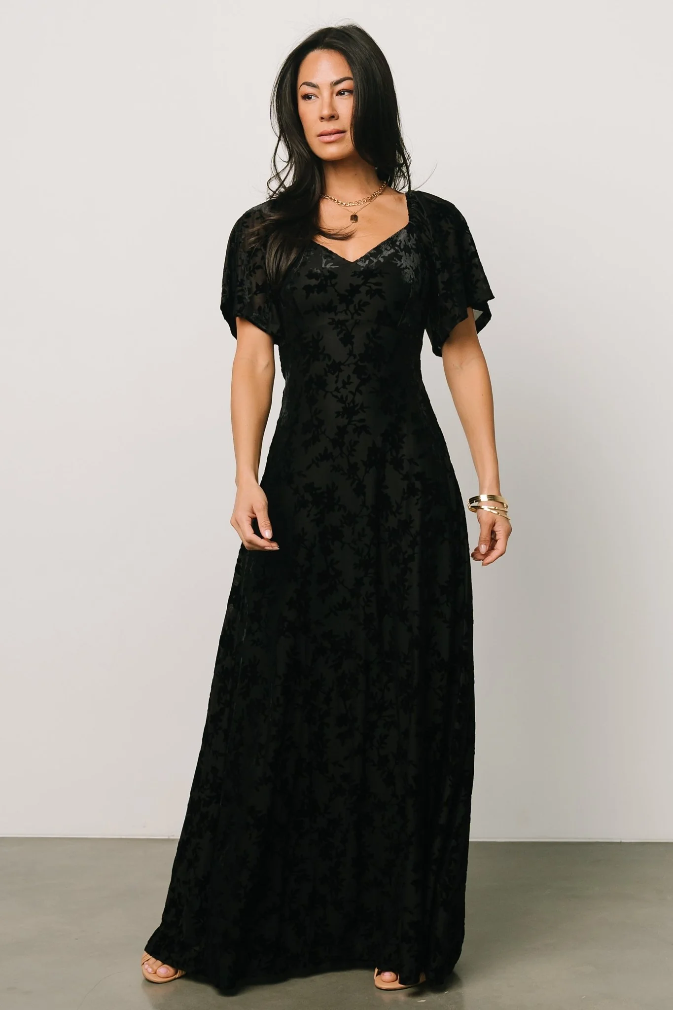 Everley Velvet Maxi Dress | Black