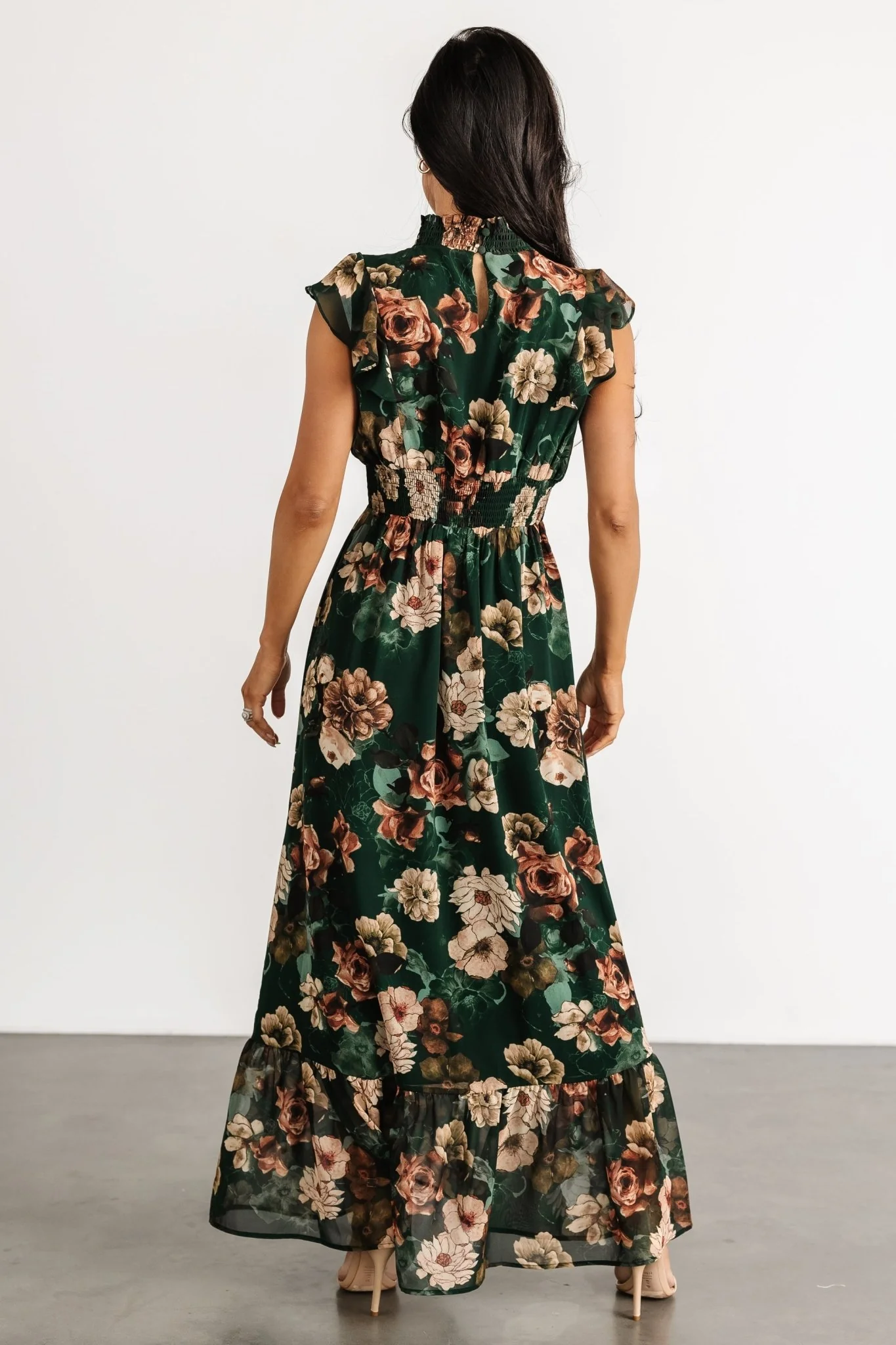 Kearny Ruffle Maxi Dress | Dark Green Floral