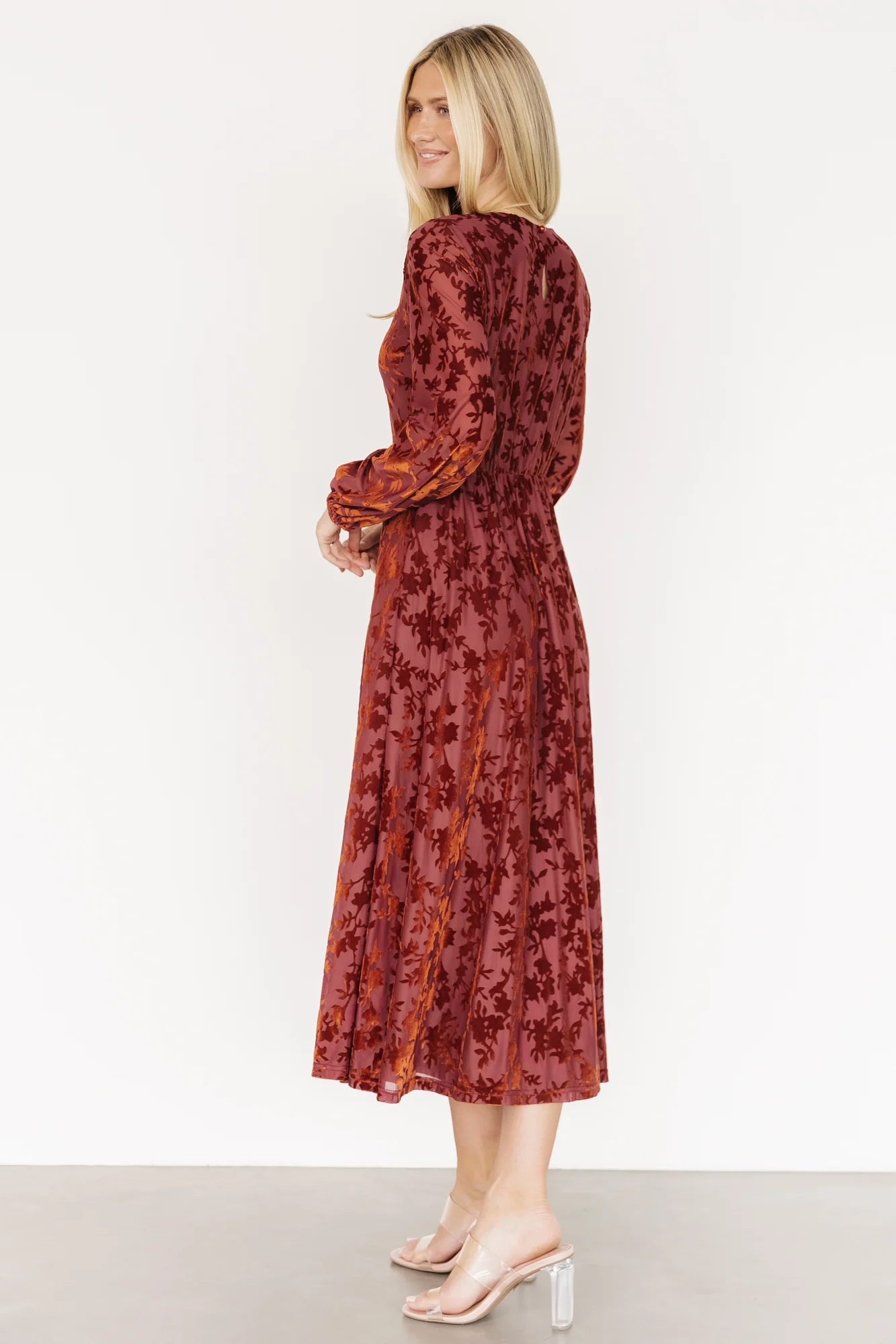 Thora Velvet Dress | Copper Floral