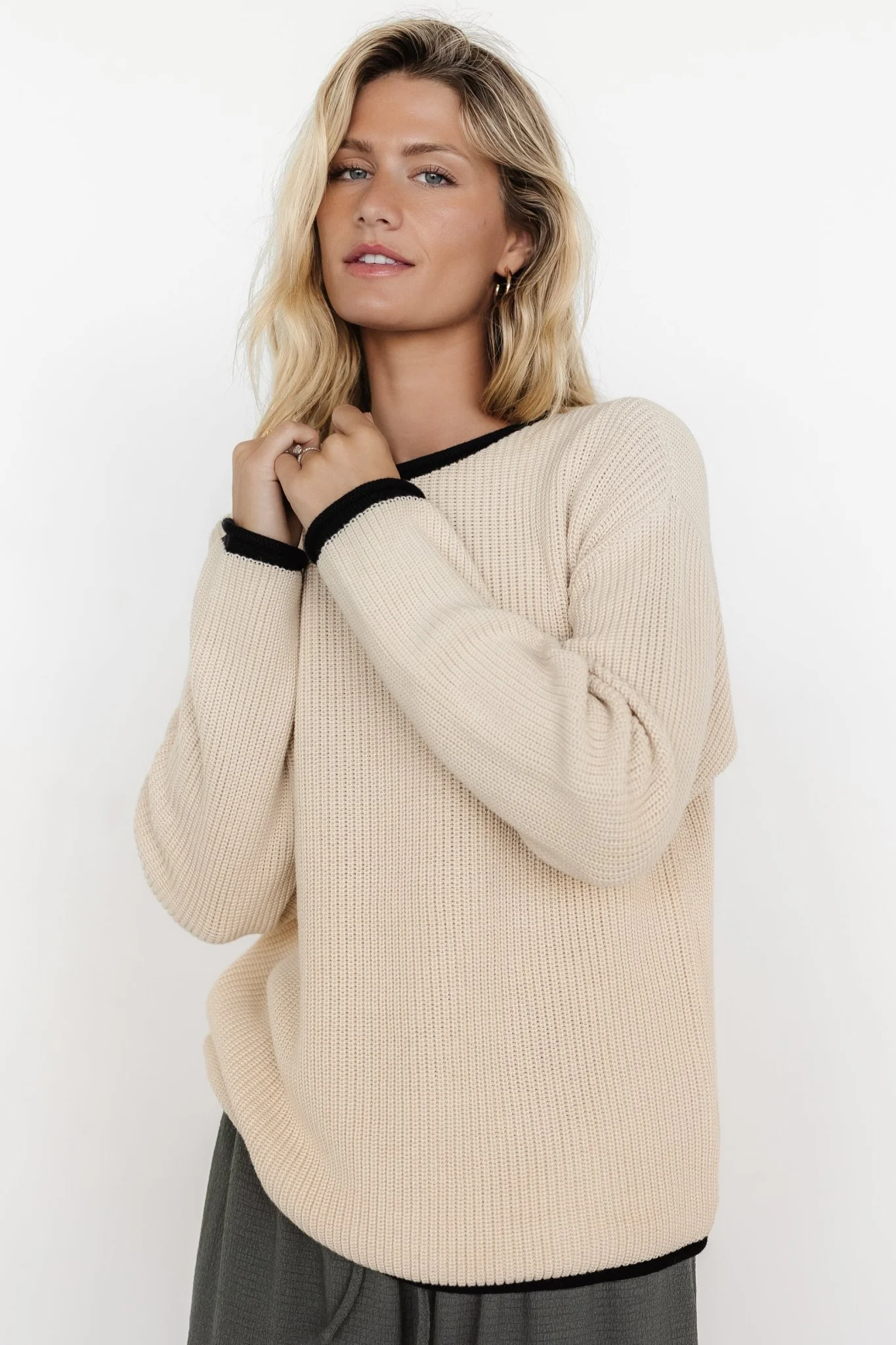 Tiffany Knit Sweater | Cream + Black
