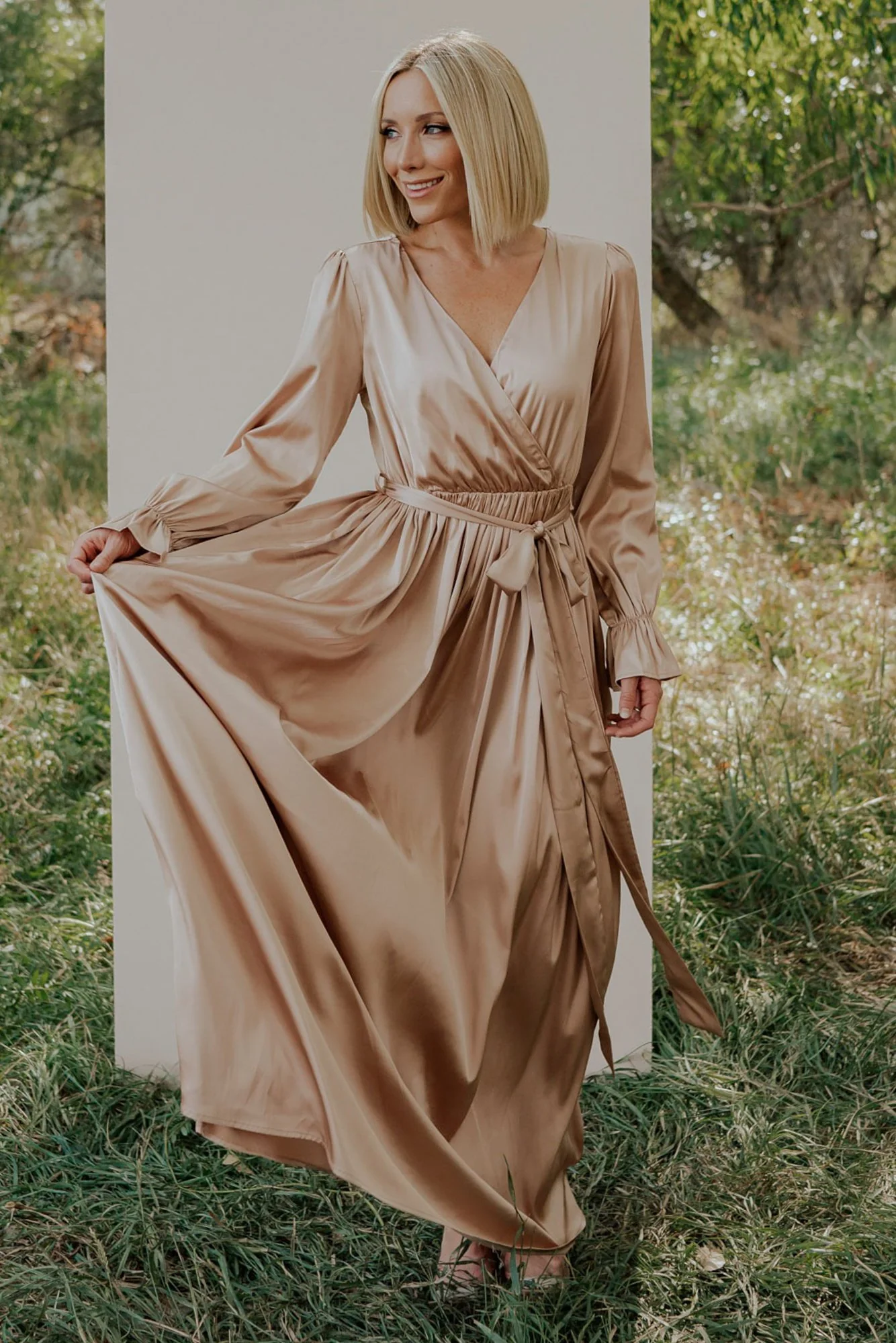 Holly Satin Maxi Dress | Champagne