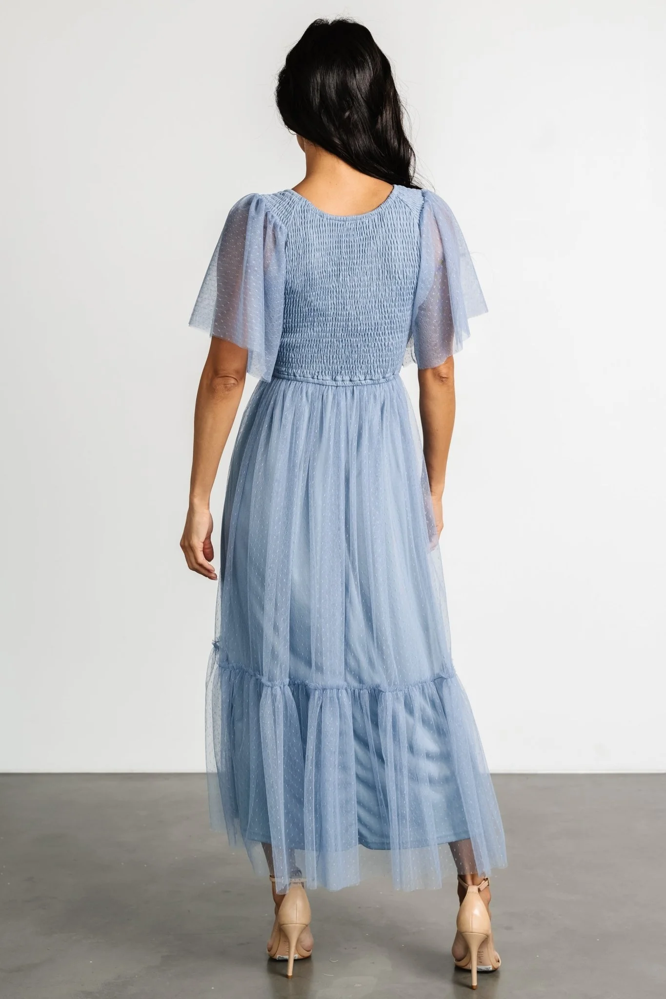 Martha Smocked Tulle Dress | Dusty Blue