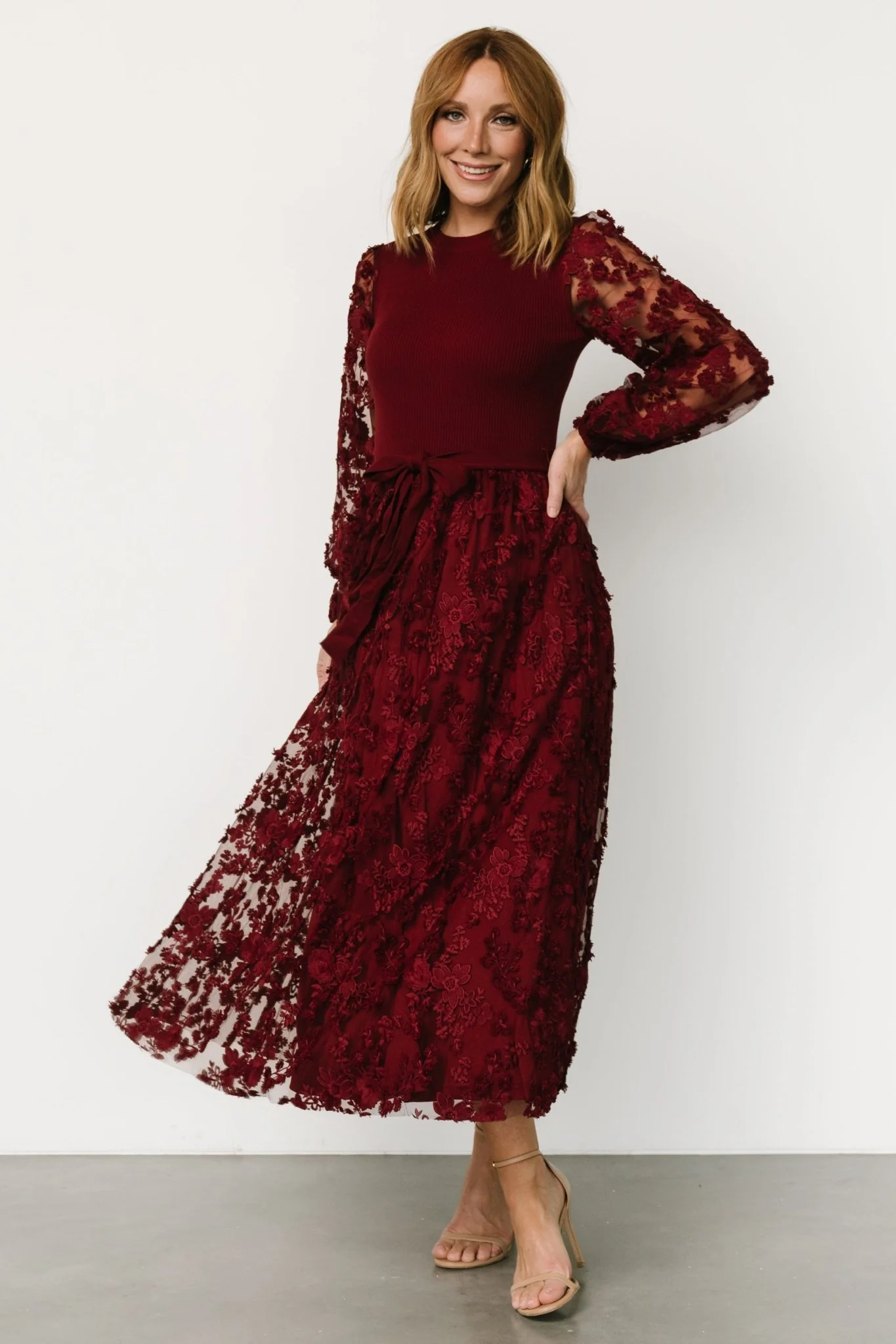Roslyn Embroidered Dress | Wine
