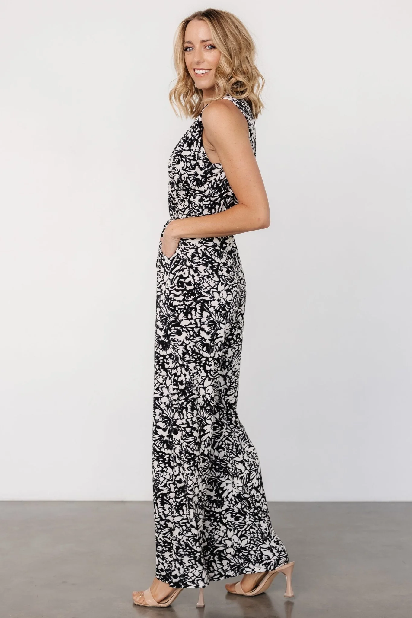 Liesl Jumpsuit | Black + Cream Print
