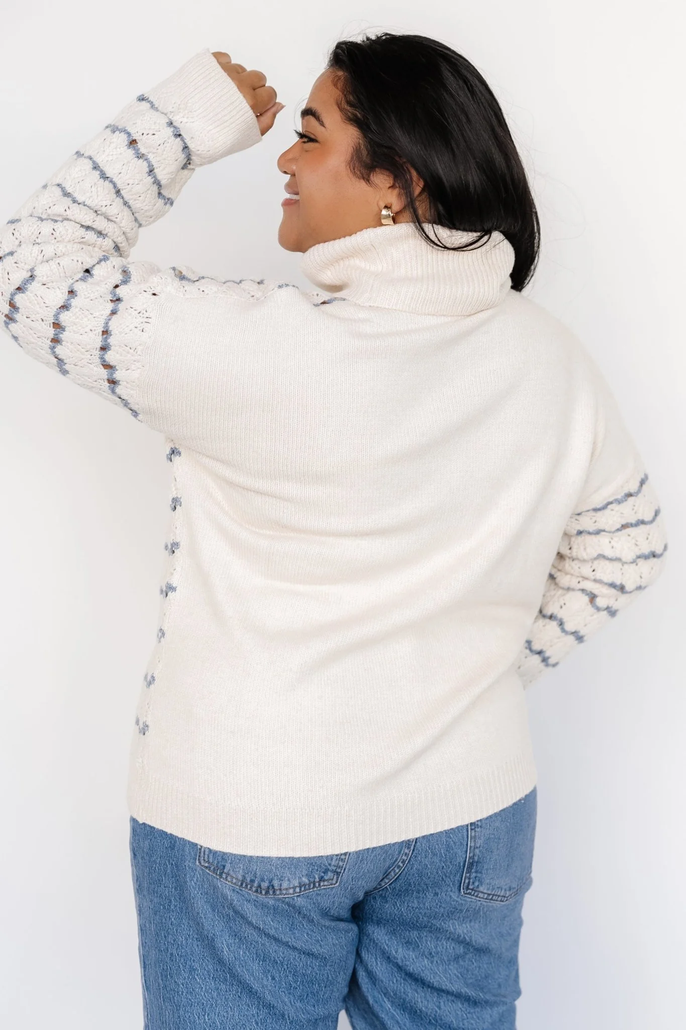 Hollis Knit Sweater | Ivory + Blue