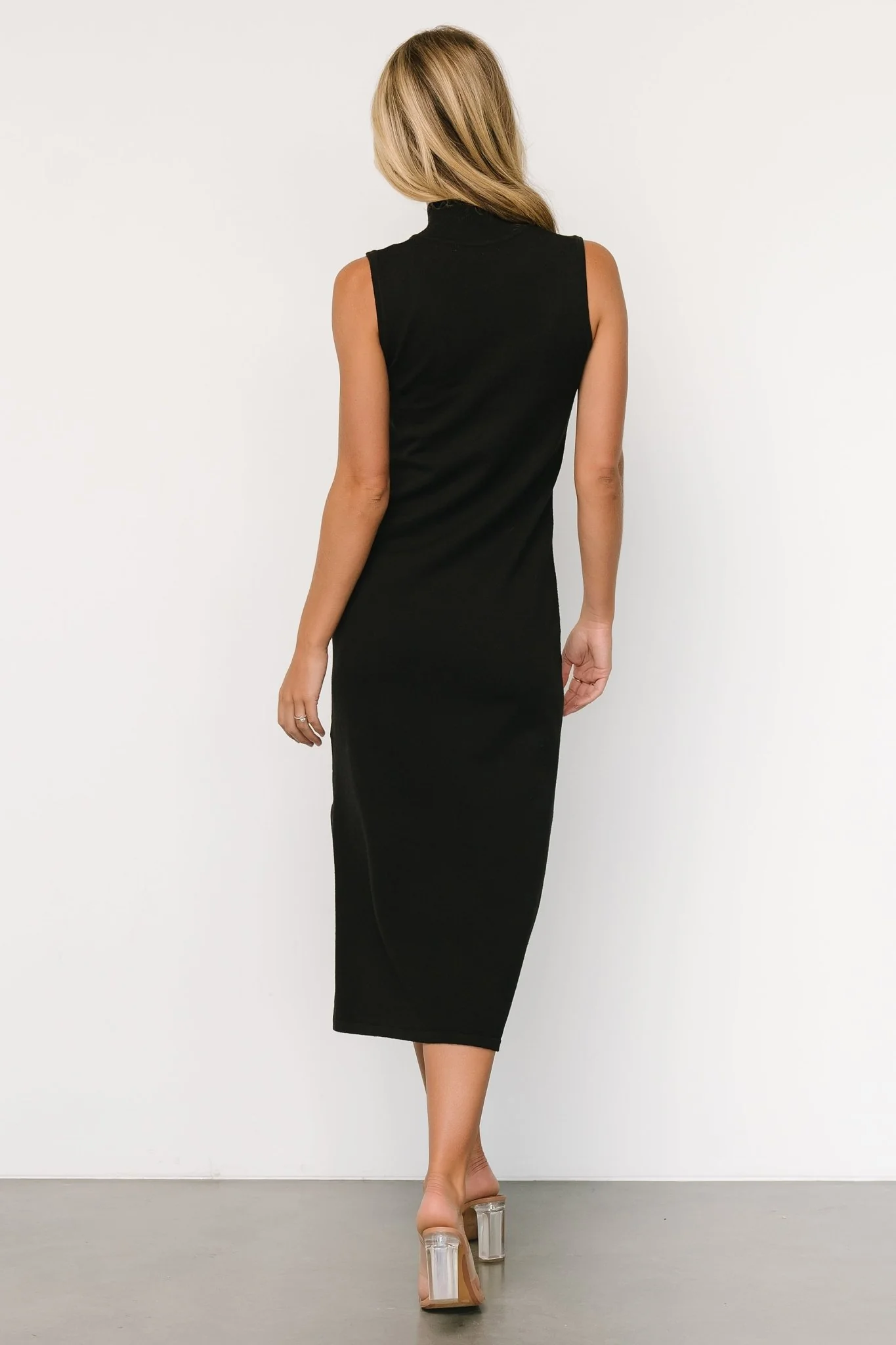 Angelina Mock Neck Tank Dress | Black
