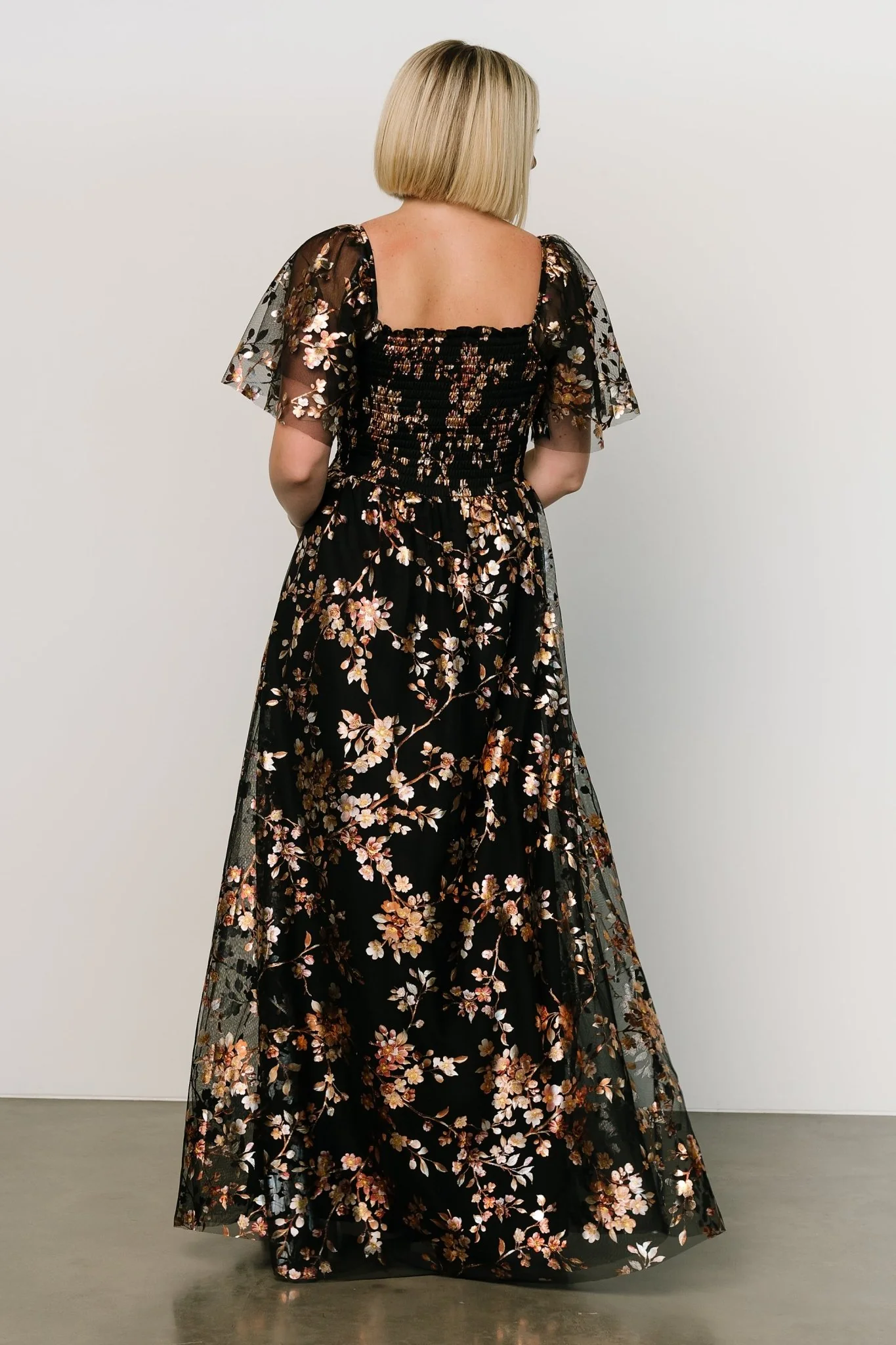 Cassandra Tulle Maxi Dress | Black Blossom